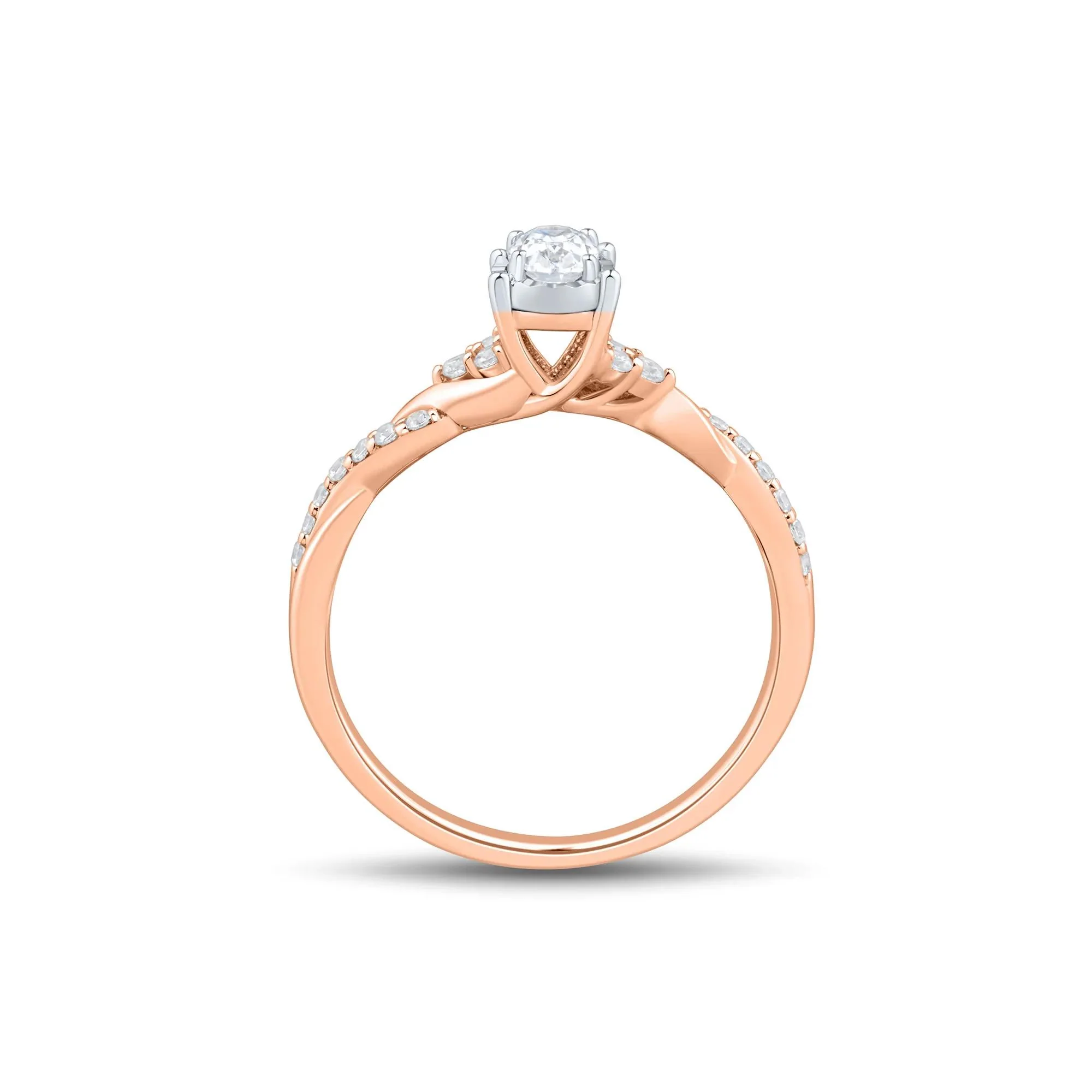 1/2 CT. Tw. Lab Grown Diamond Promise Ring 10K Rose Gold Size 6.5 1mm - Image 2