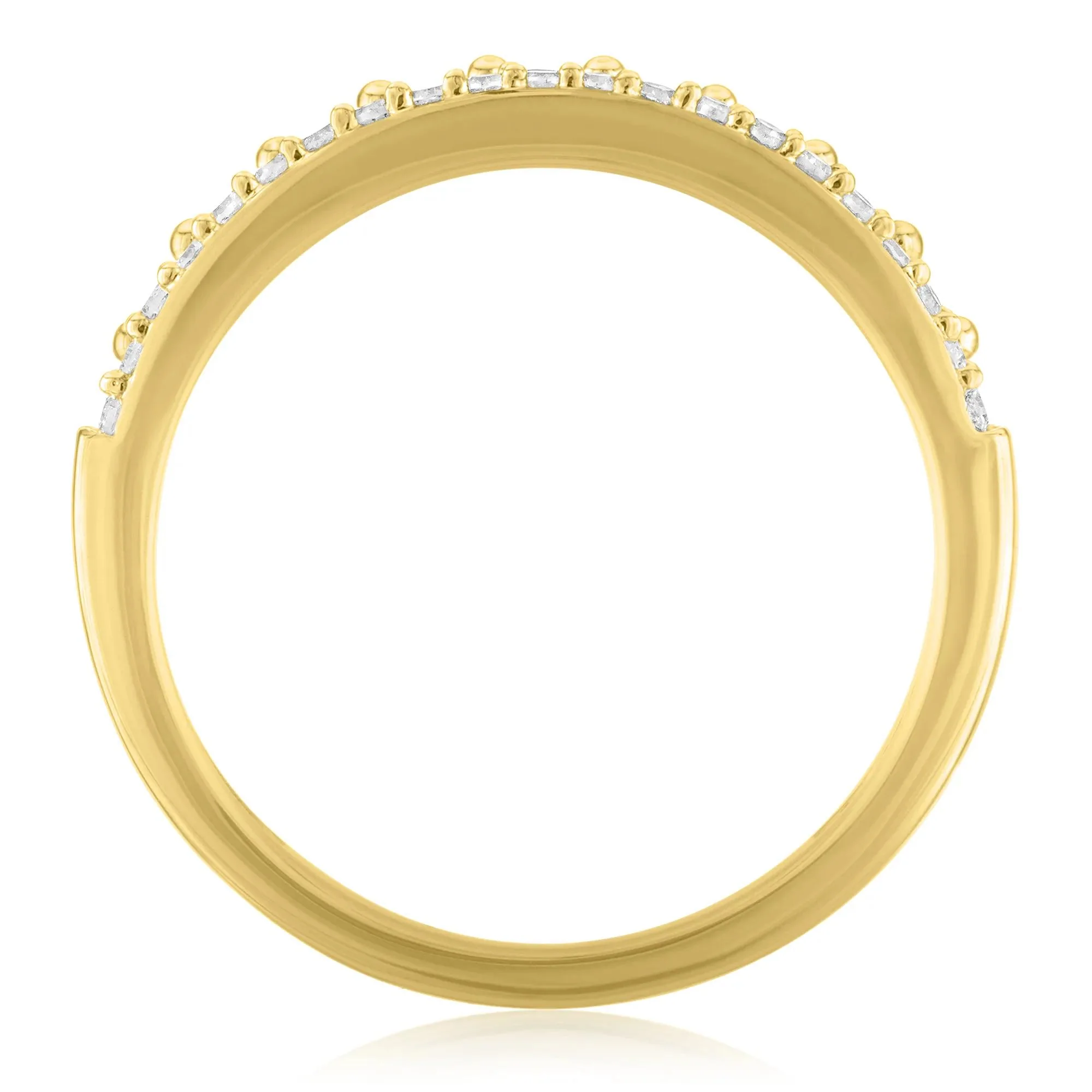 1/3 CT. Tw. Diamond Double-Row Ring 10K Yellow Gold Size 8 1mm - Image 3