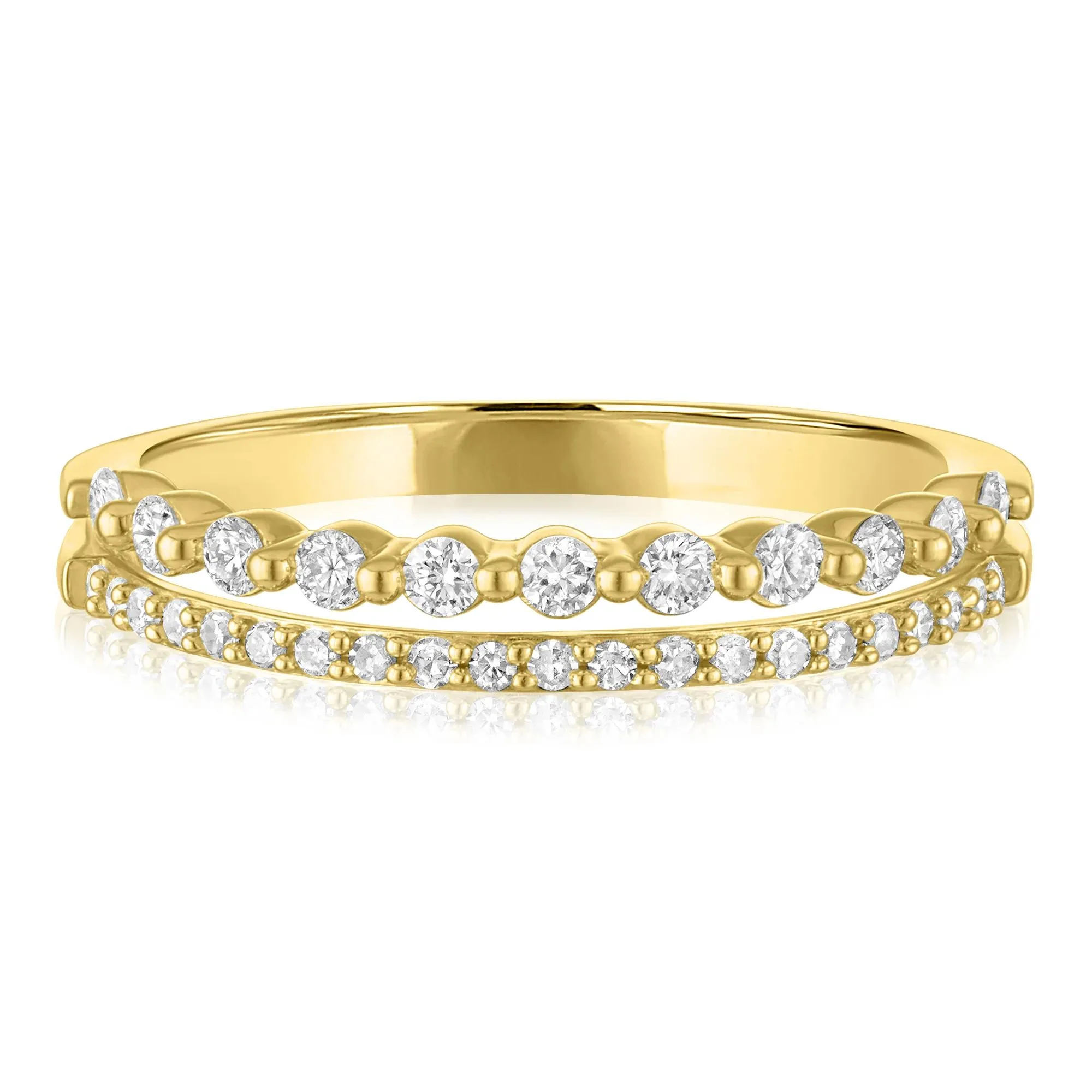 1/3 CT. Tw. Diamond Double-Row Ring 10K Yellow Gold Size 8.5 1mm