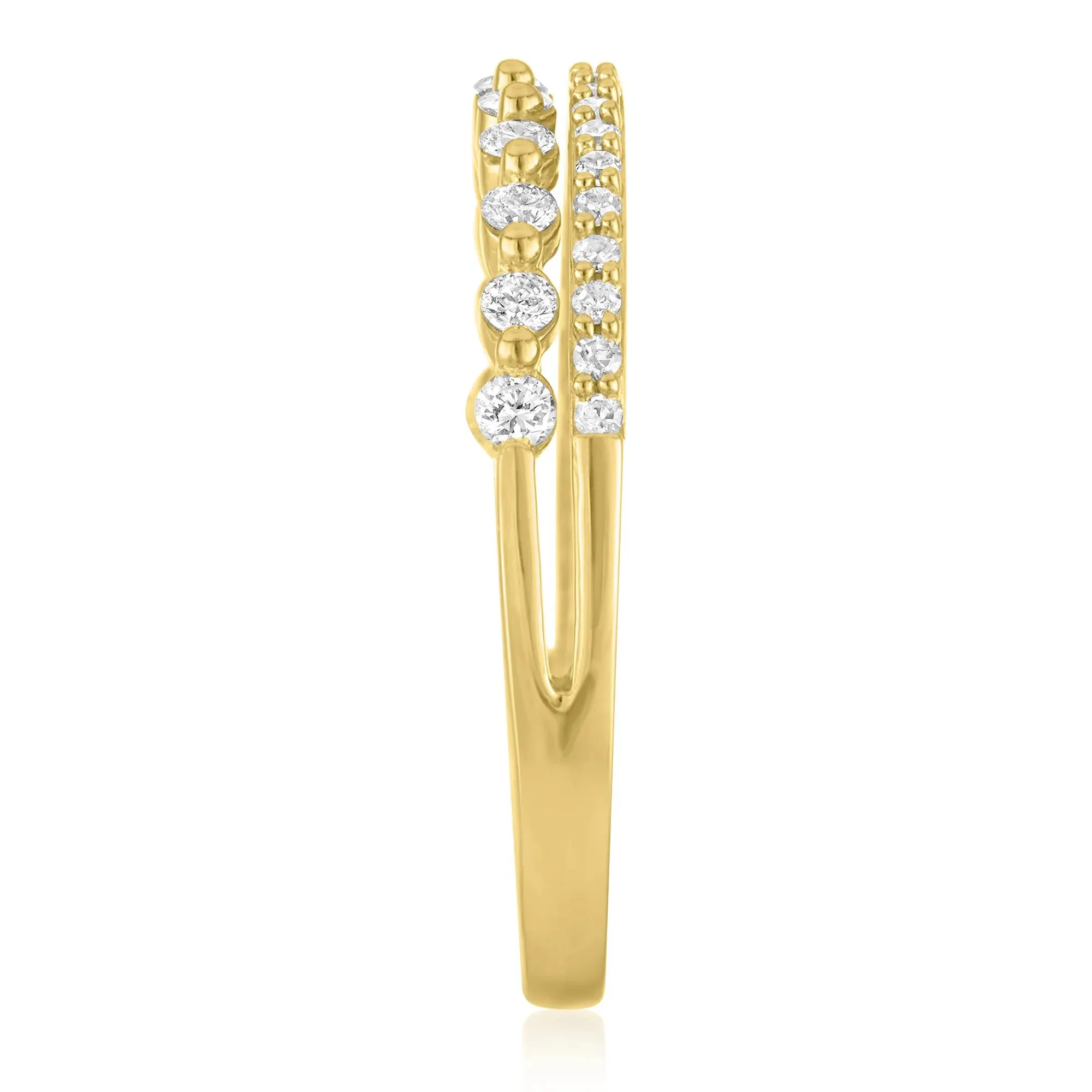 1/3 CT. Tw. Diamond Double-Row Ring 10K Yellow Gold Size 8.5 1mm - Image 2