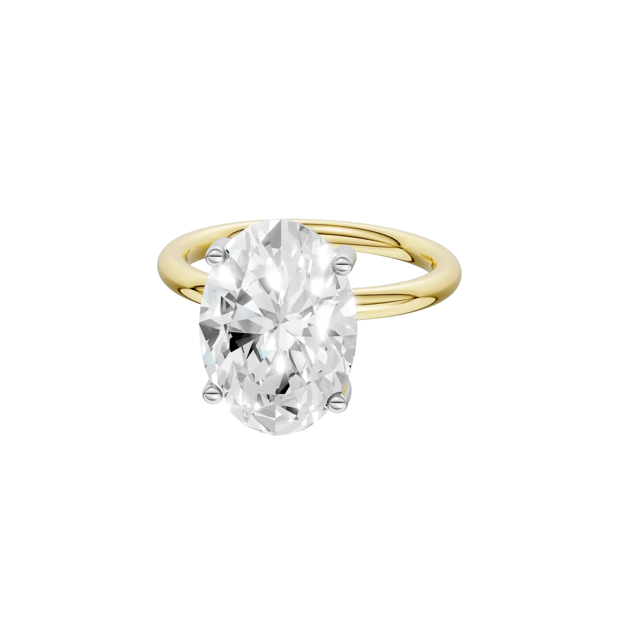 5 CT. Tw. Lab Grown Diamond Oval Solitaire Engagement Ring 14K Yellow & White Gold Size 8.5 2mm - Image 2