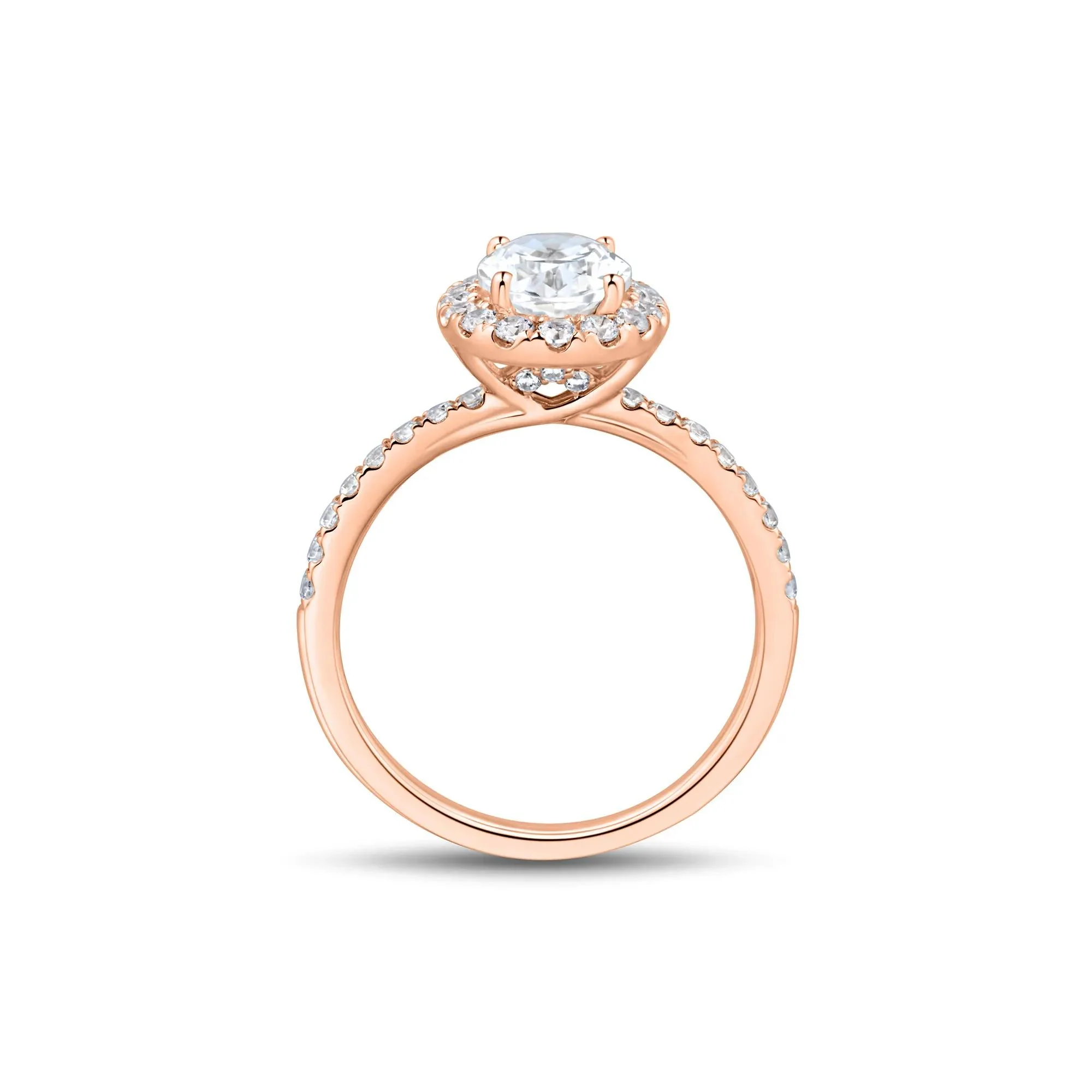 2 CT. Tw. Lab Grown Diamond Oval Halo Engagement Ring 14K Rose Gold Size 6.5 1.5mm - Image 2