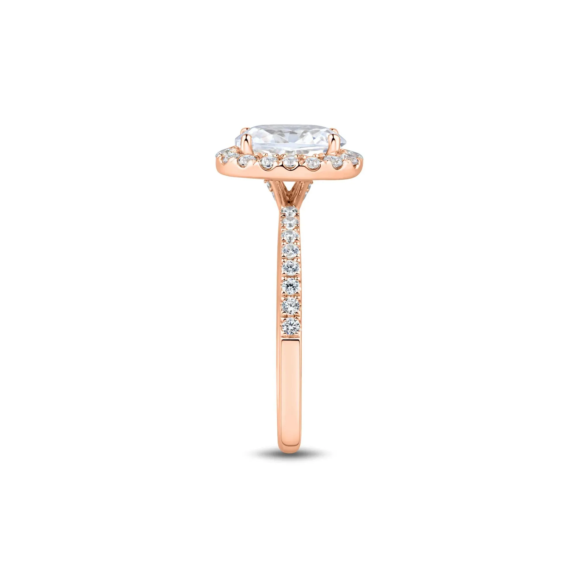 2 CT. Tw. Lab Grown Diamond Oval Halo Engagement Ring 14K Rose Gold Size 9 1.5mm - Image 3