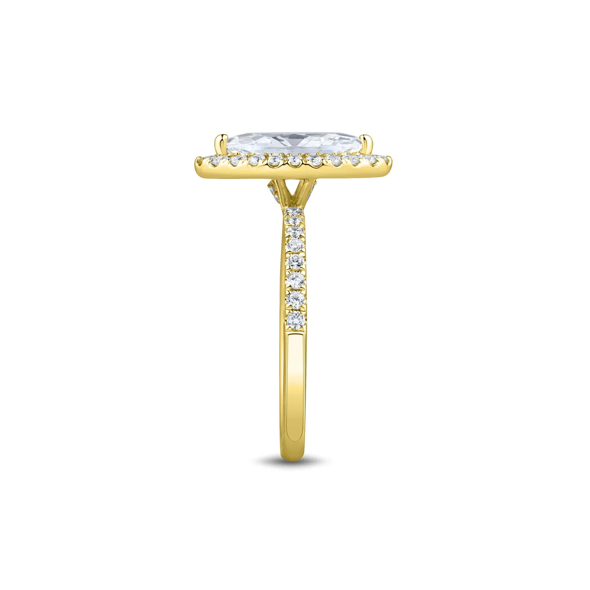 2 CT. Tw. Lab Grown Diamond Marquise-Cut Halo Engagement Ring 14K Yellow Gold Size 6 1.5mm - Image 3