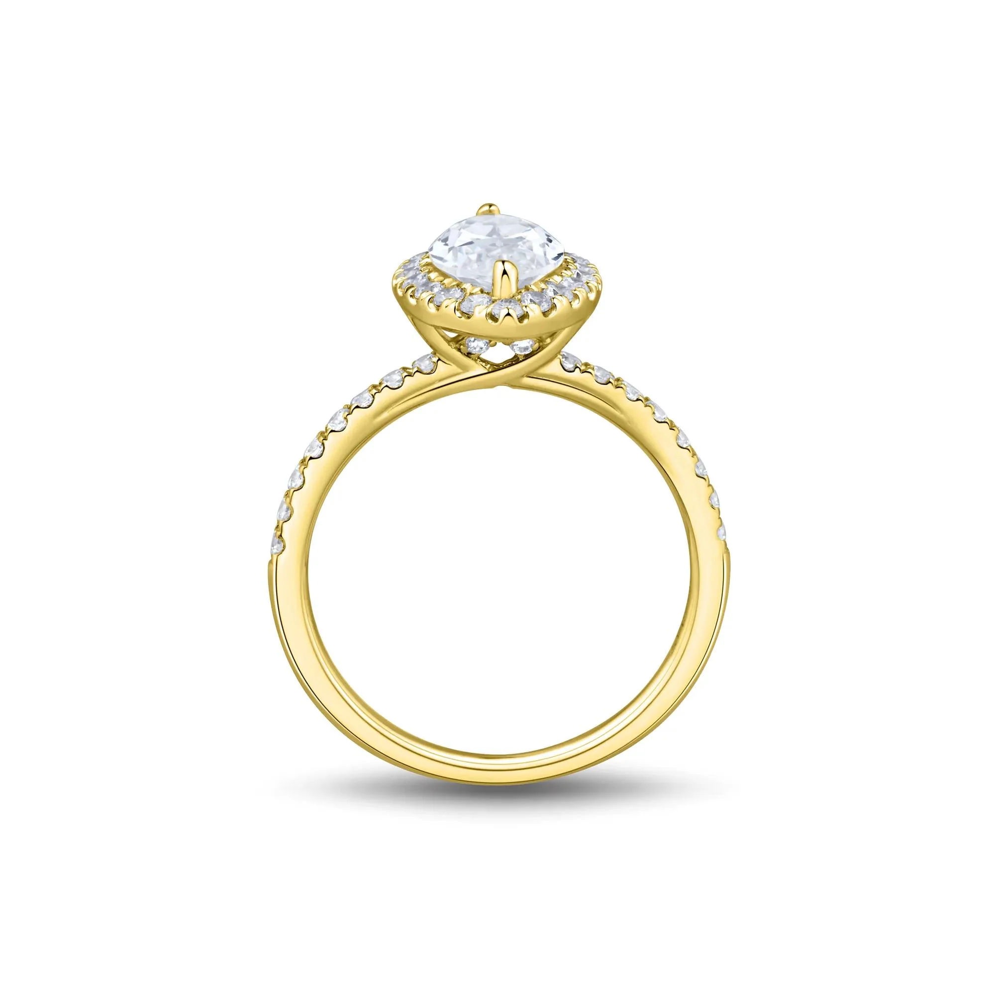 2 CT. Tw. Lab Grown Diamond Marquise-Cut Halo Engagement Ring 14K Yellow Gold Size 7.5 1.5mm - Image 2
