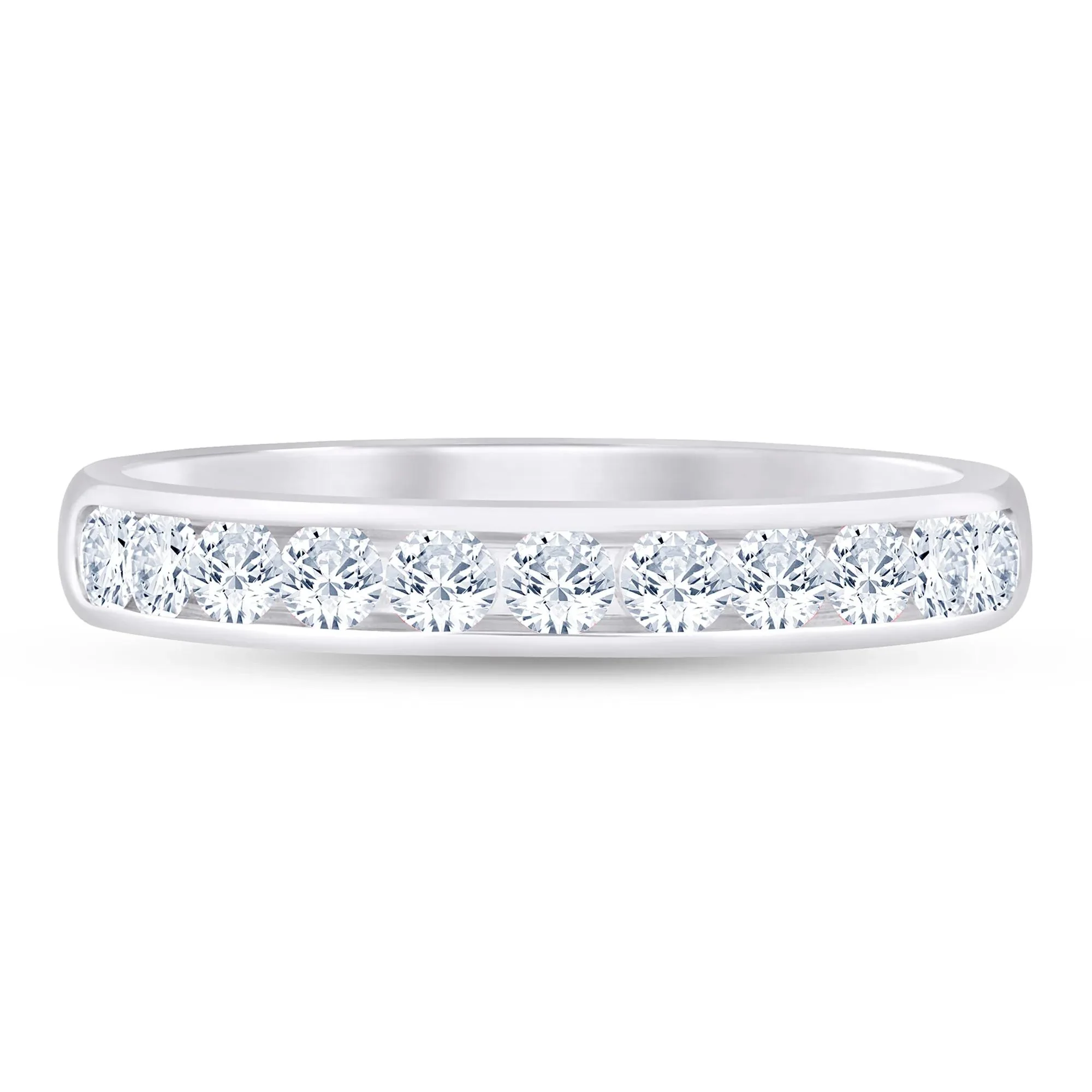 1/2 CT. Tw. Lab Grown Diamond Channel-Set Band Ring Platinum White Size 8 3mm