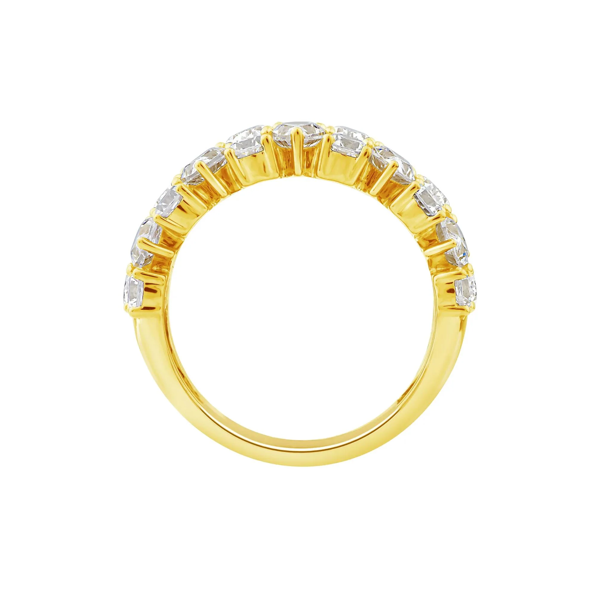 3 CT. Tw. Lab Grown Diamond Pear Wide Anniversary Band Ring 10K Yellow Gold Size 7 2.5mm - Image 2