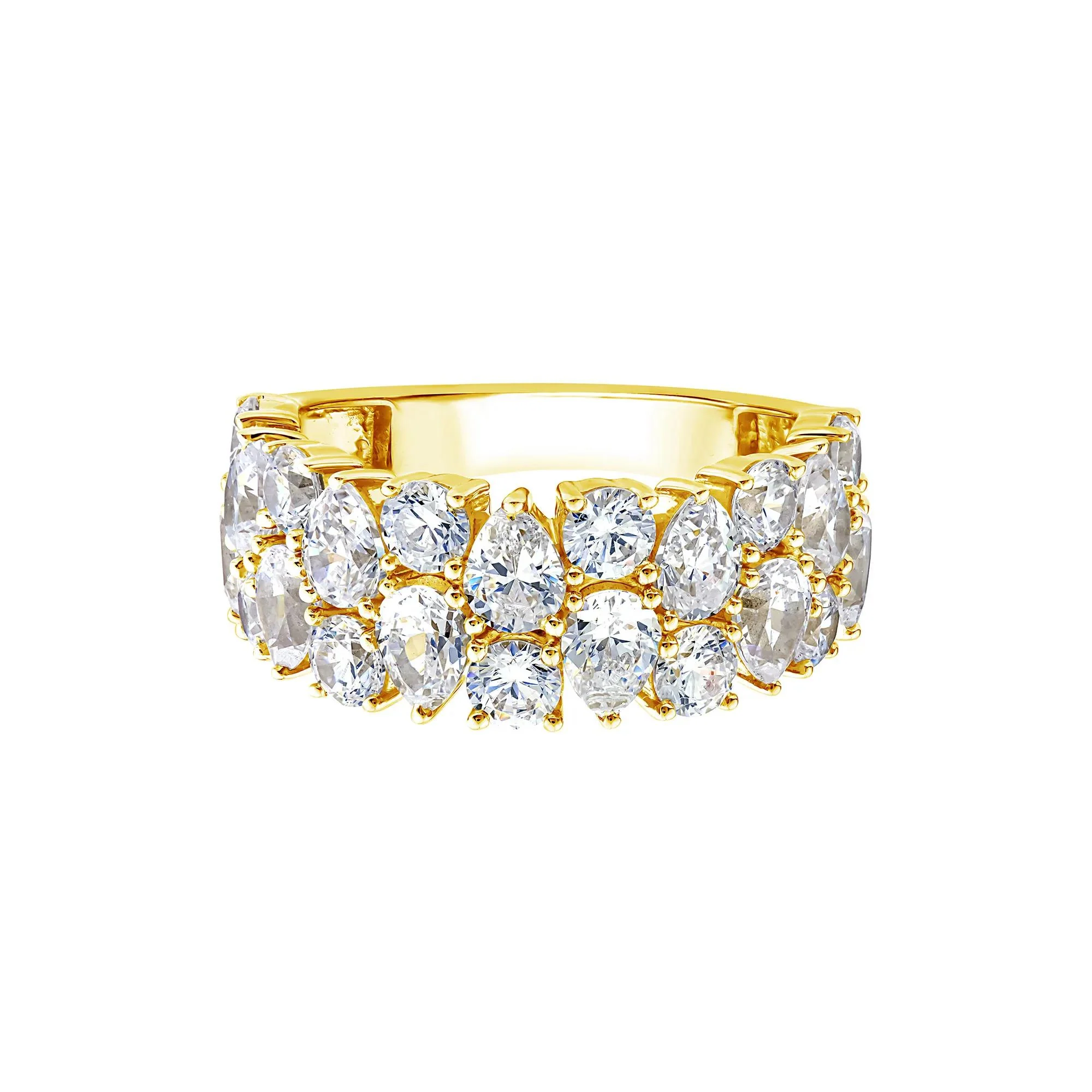 3 CT. Tw. Lab Grown Diamond Pear Wide Anniversary Band Ring 10K Yellow Gold Size 8.5 2.5mm
