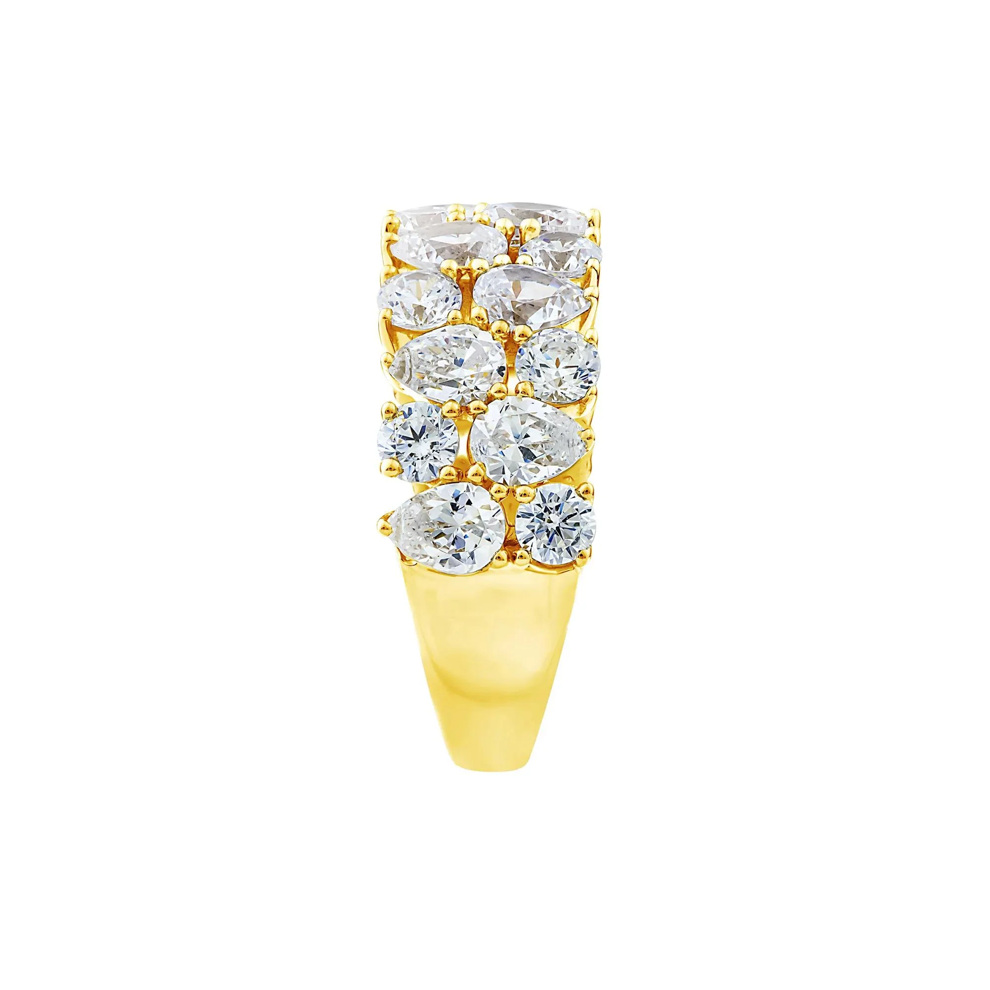 3 CT. Tw. Lab Grown Diamond Pear Wide Anniversary Band Ring 10K Yellow Gold Size 9 2.5mm - Image 3