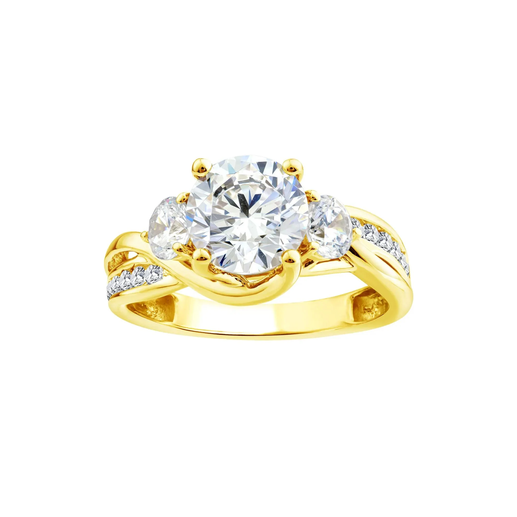 2 3/4 CT. Tw. Lab Grown Diamond Three-Stone Engagement Ring 10K Yellow Gold Size 6 1.5mm