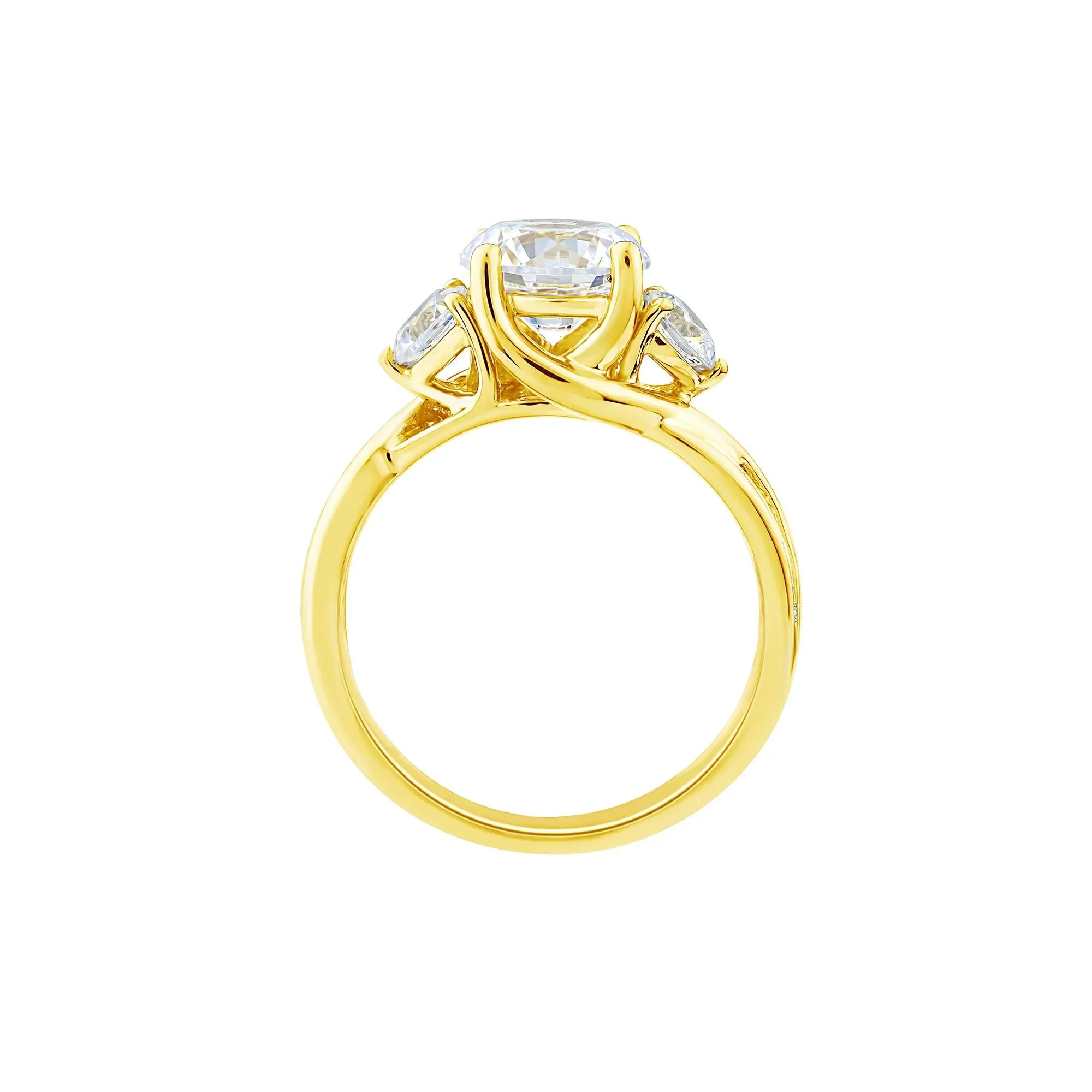 2 3/4 CT. Tw. Lab Grown Diamond Three-Stone Engagement Ring 10K Yellow Gold Size 6 1.5mm - Image 2