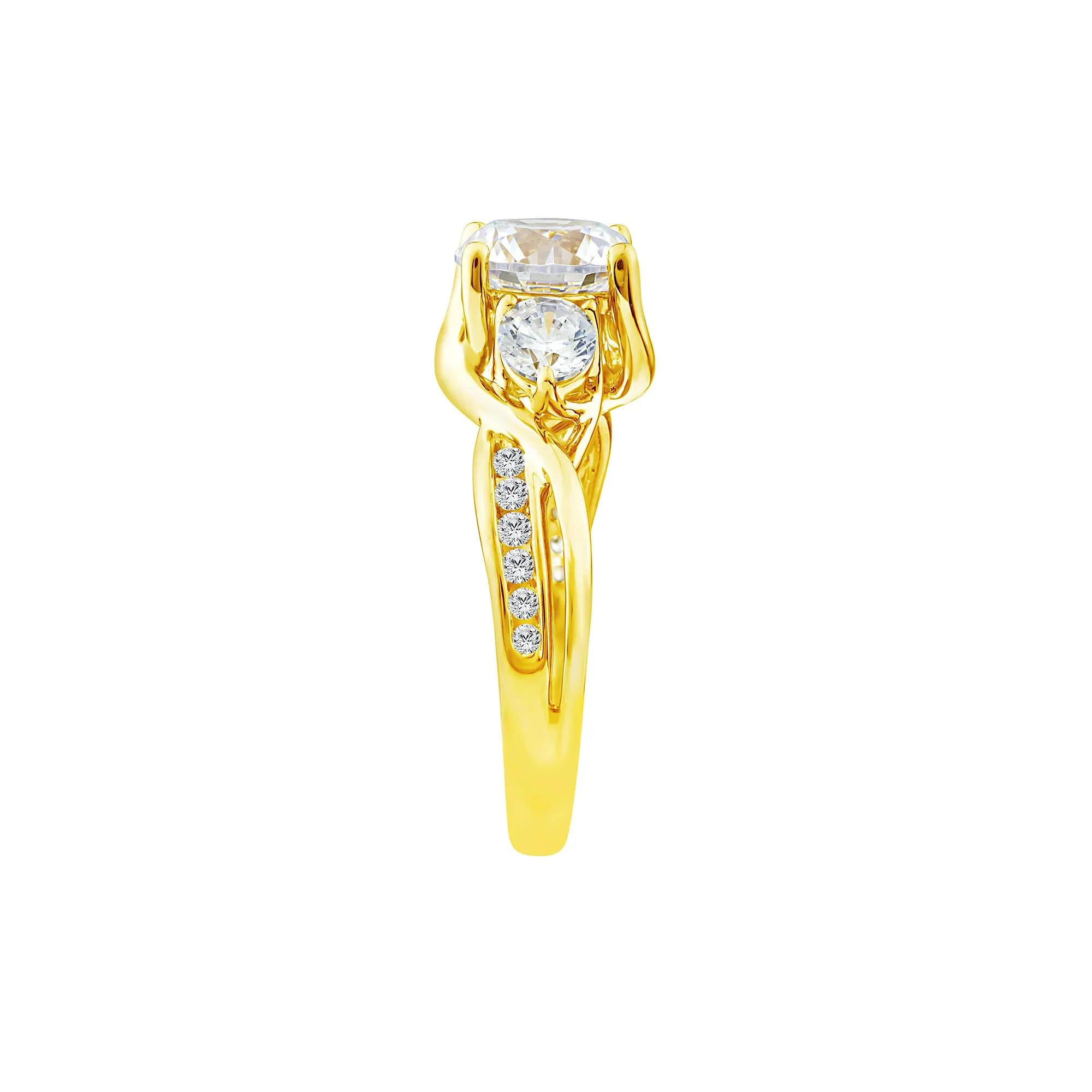2 3/4 CT. Tw. Lab Grown Diamond Three-Stone Engagement Ring 10K Yellow Gold Size 9 1.5mm - Image 3