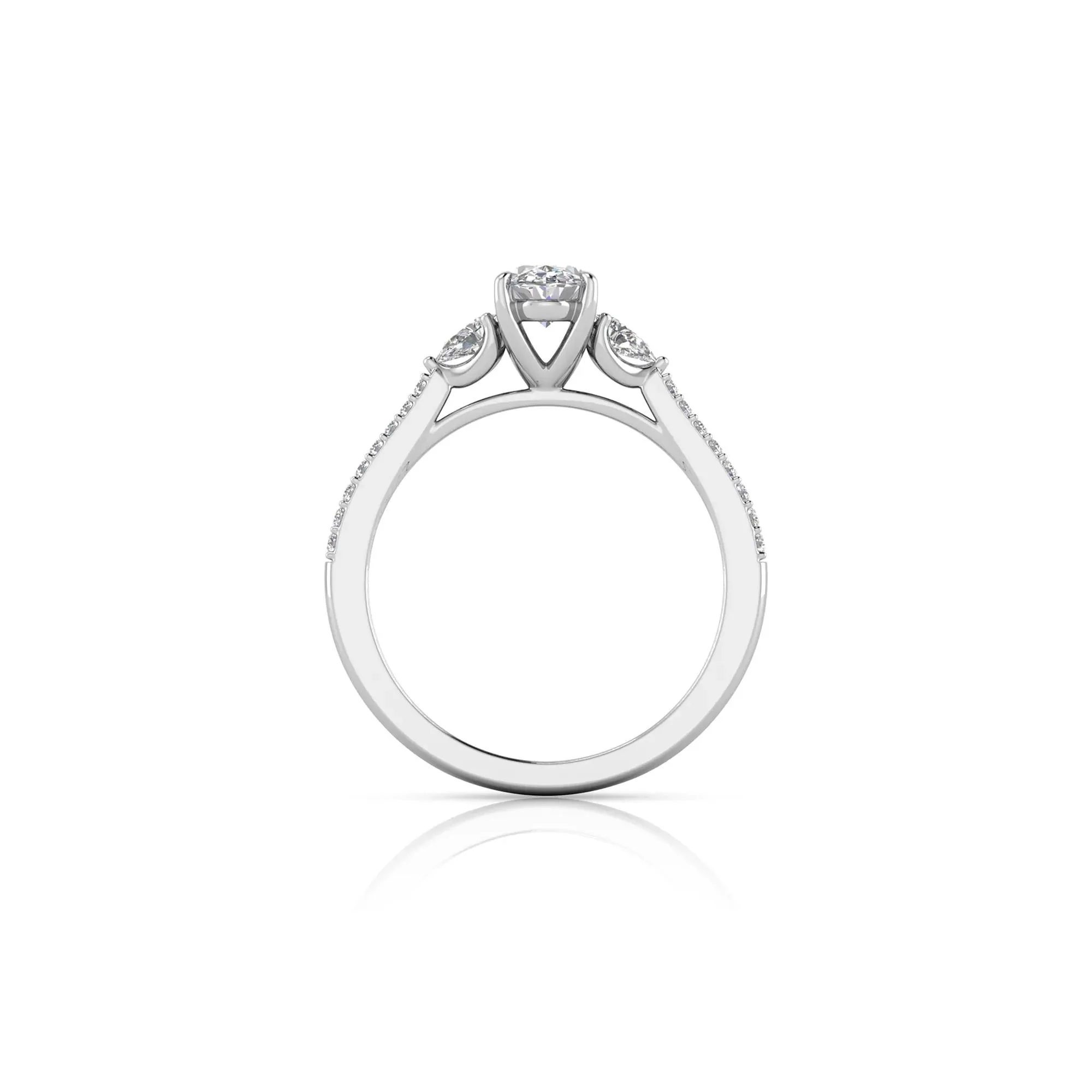 1 CT. Tw. Lab Grown Diamond Three-Stone Engagement Ring 10K White Gold Size 6.5 1.5mm - Image 2