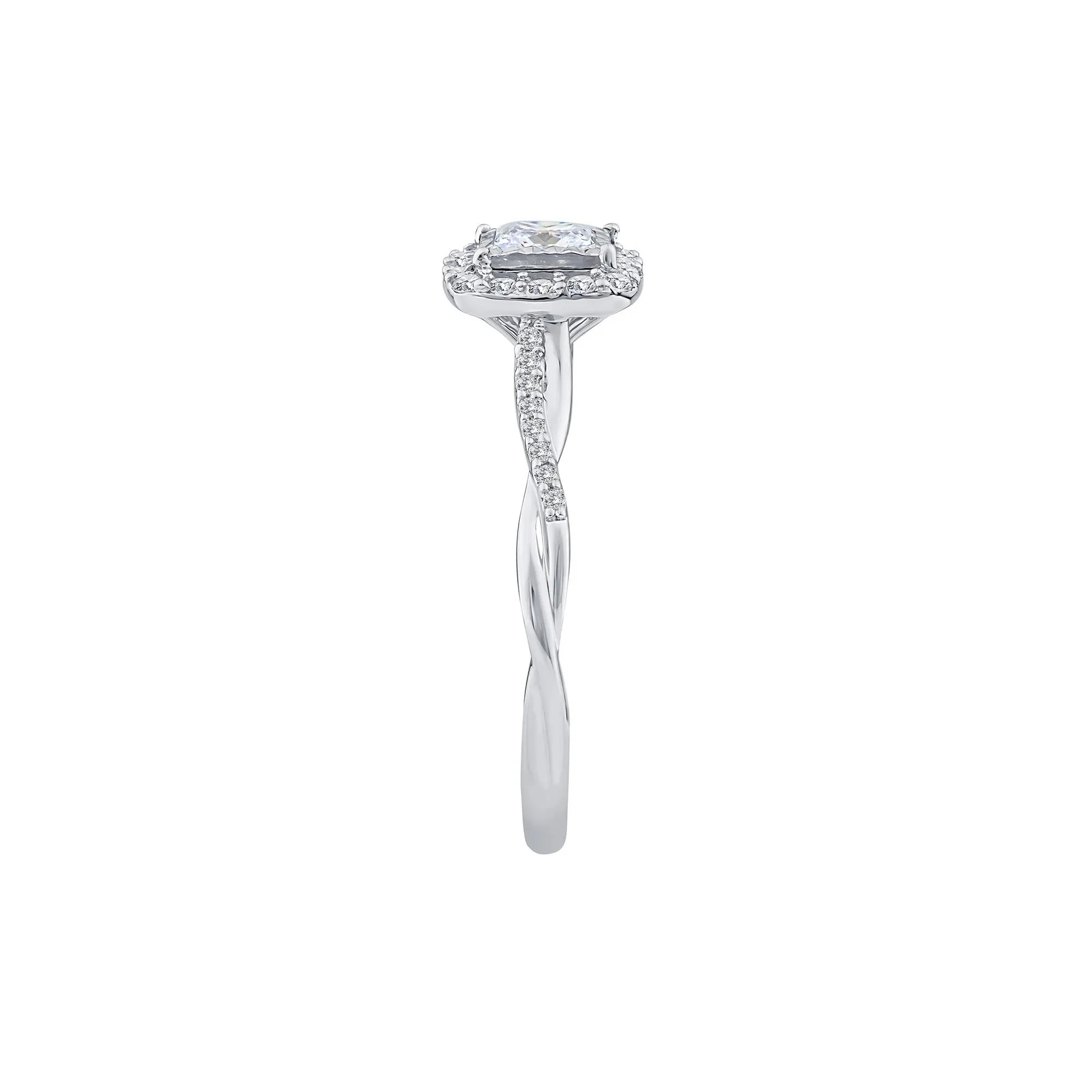 1/2 CT. Tw. Lab Grown Diamond Princess-Cut Halo Promise Ring 10K White Gold Size 6.5 1.5mm - Image 3