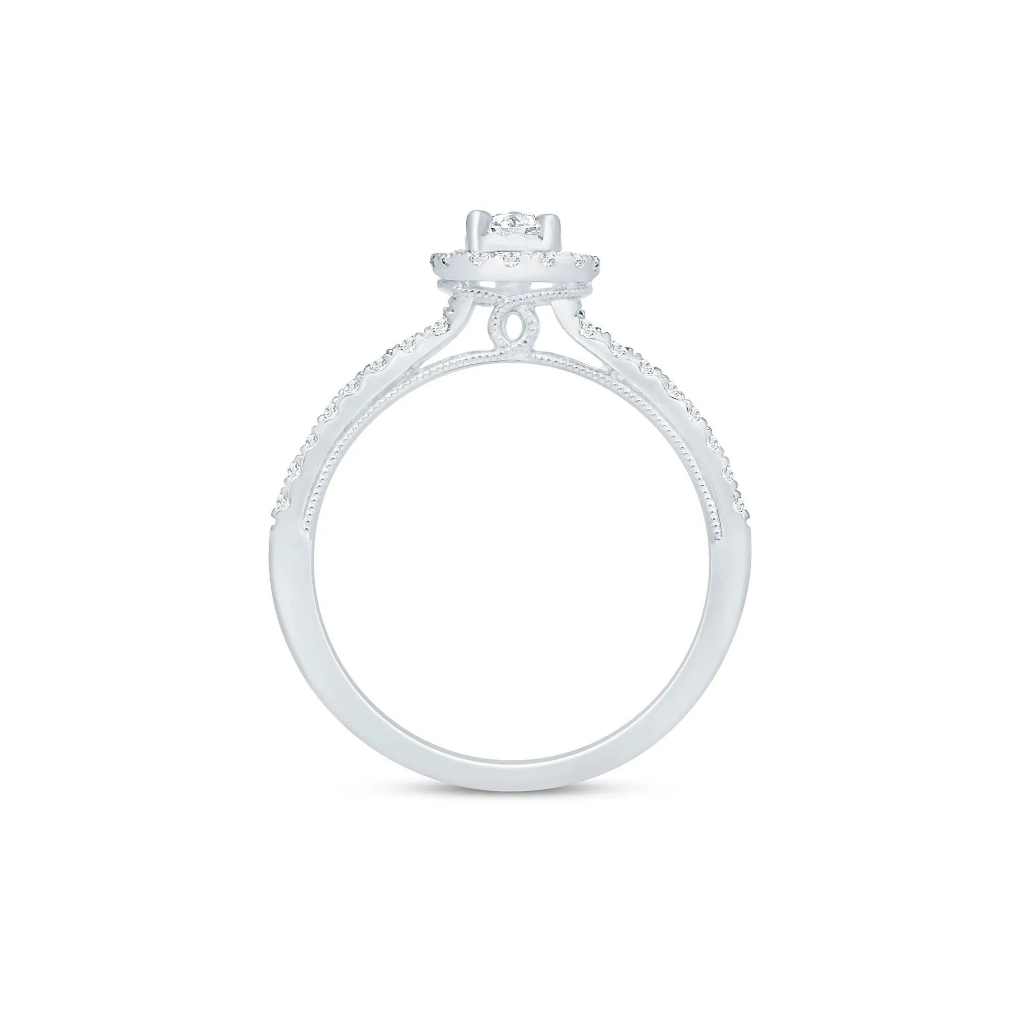 3/4 CT. Tw. Diamond Pear Halo Engagement Ring 10K White Gold Size 7 1.5mm - Image 2
