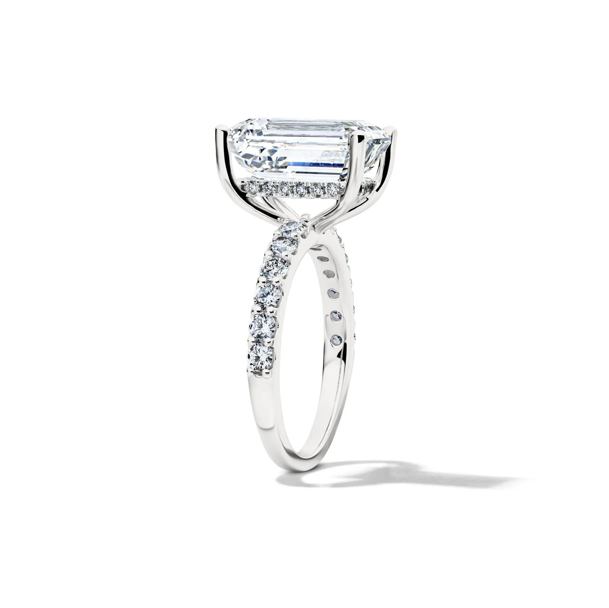 7 3/4 CT. Tw. Lab Grown Diamond Emerald-Cut Engagement Ring 14K White Gold Size 6.5 12.5mm - Image 3