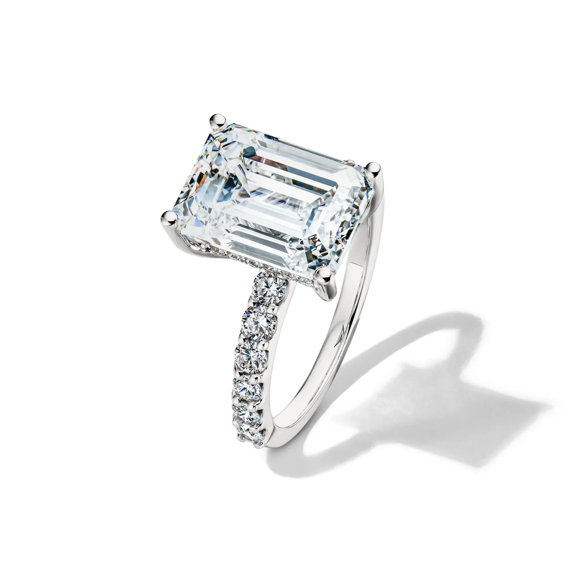 7 3/4 CT. Tw. Lab Grown Diamond Emerald-Cut Engagement Ring 14K White Gold Size 8 12.5mm - Image 4
