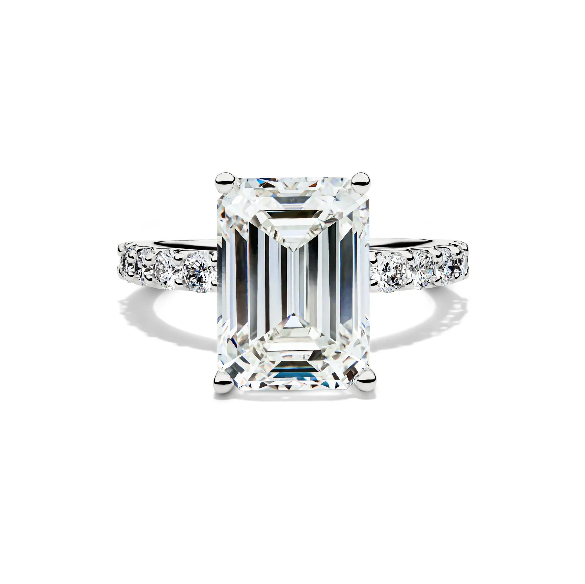 7 3/4 CT. Tw. Lab Grown Diamond Emerald-Cut Engagement Ring 14K White Gold Size 8.5 12.5mm