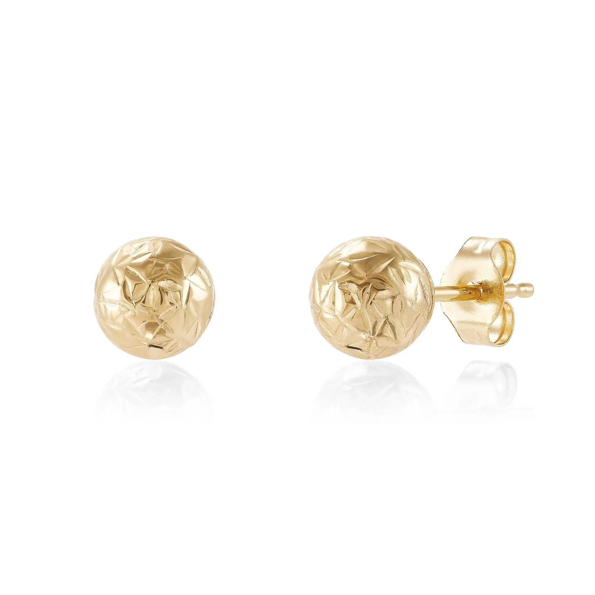 Diamond-Cut Ball Stud Earring 14K Yellow Gold Size 6.00mm