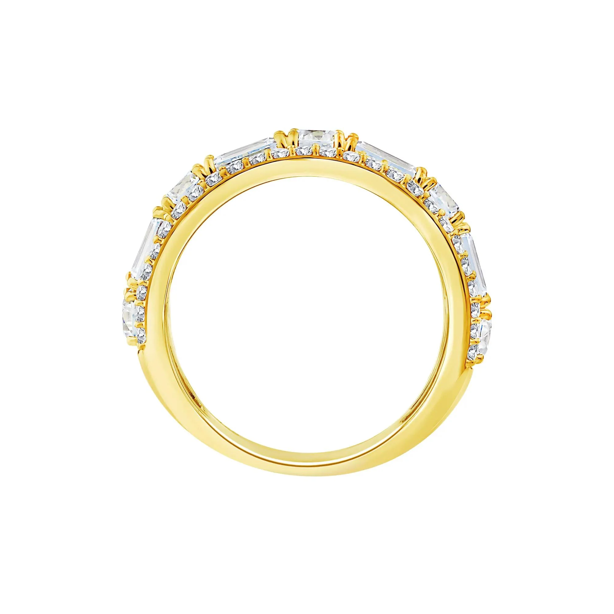 3 CT. Tw. Lab Grown Diamond Multi-Row Emerald-Cut Anniversary Band Ring 10K Yellow Gold Size 8.5 2.5mm - Image 2