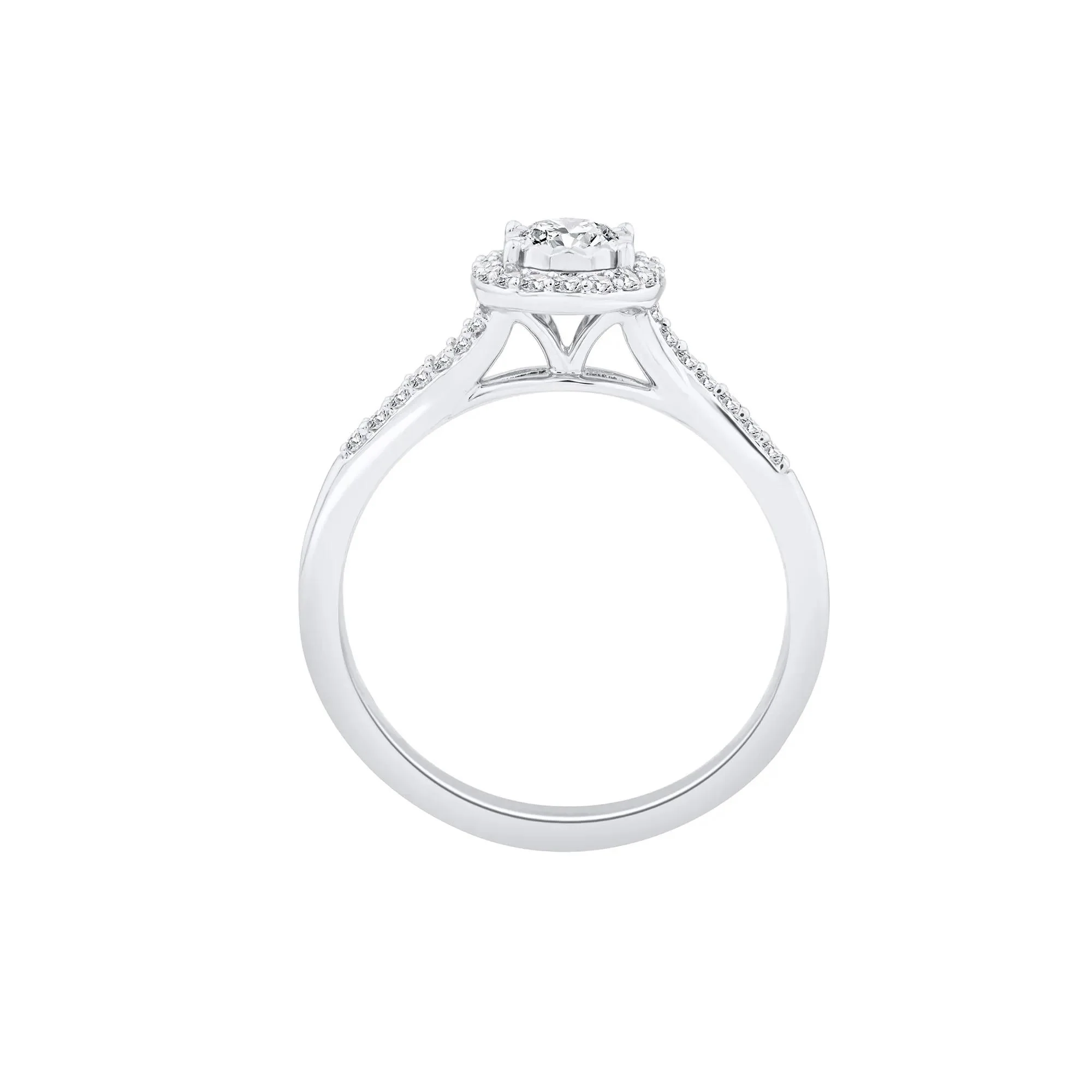 1/2 CT. Tw. Lab Grown Diamond Promise Ring 10K White Gold Size 9 1.5mm - Image 2