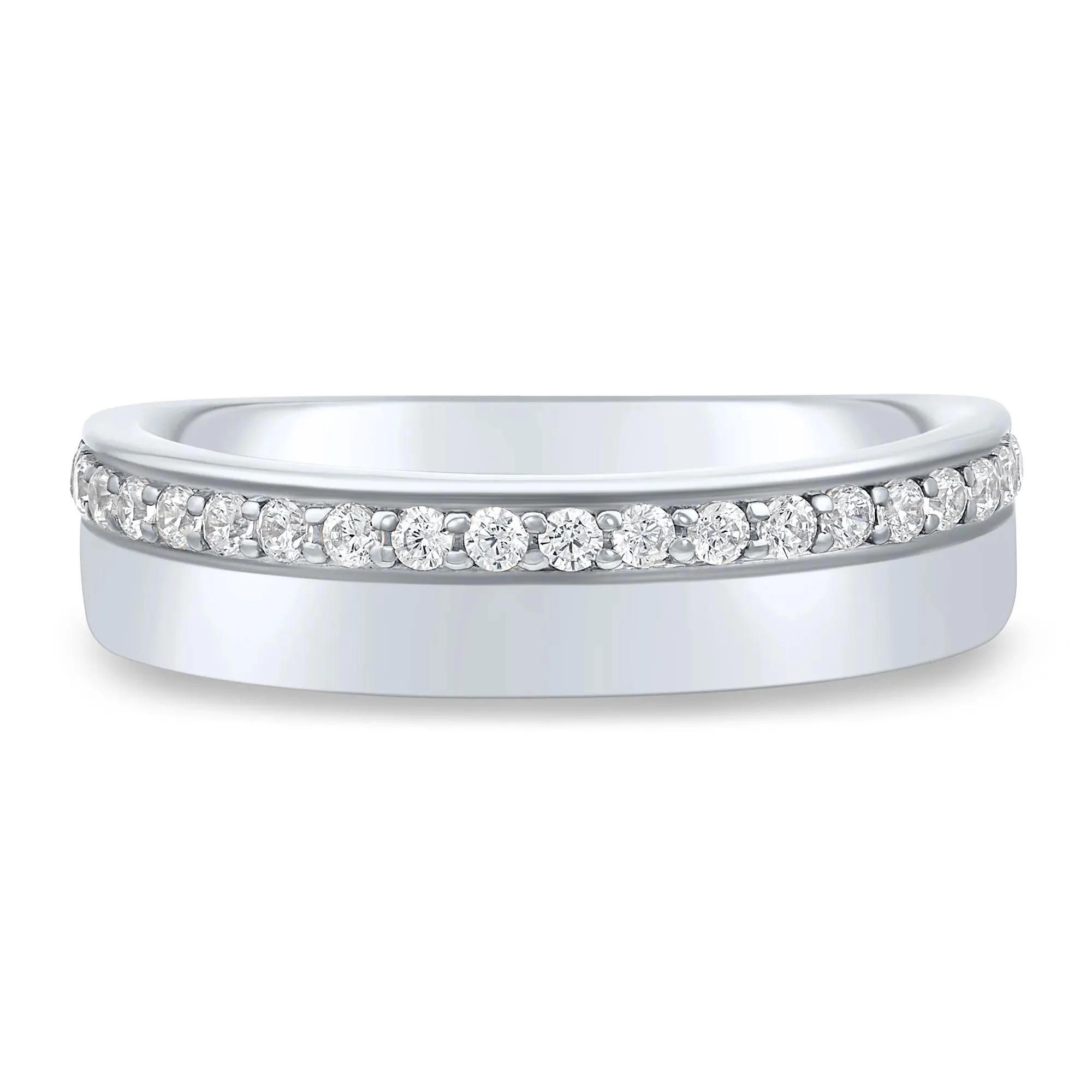 1/4 CT. Tw. Lab Grown Diamond High-Polish Band Ring 10K White Gold Round Brilliant Cut Size 9 1.5mm
