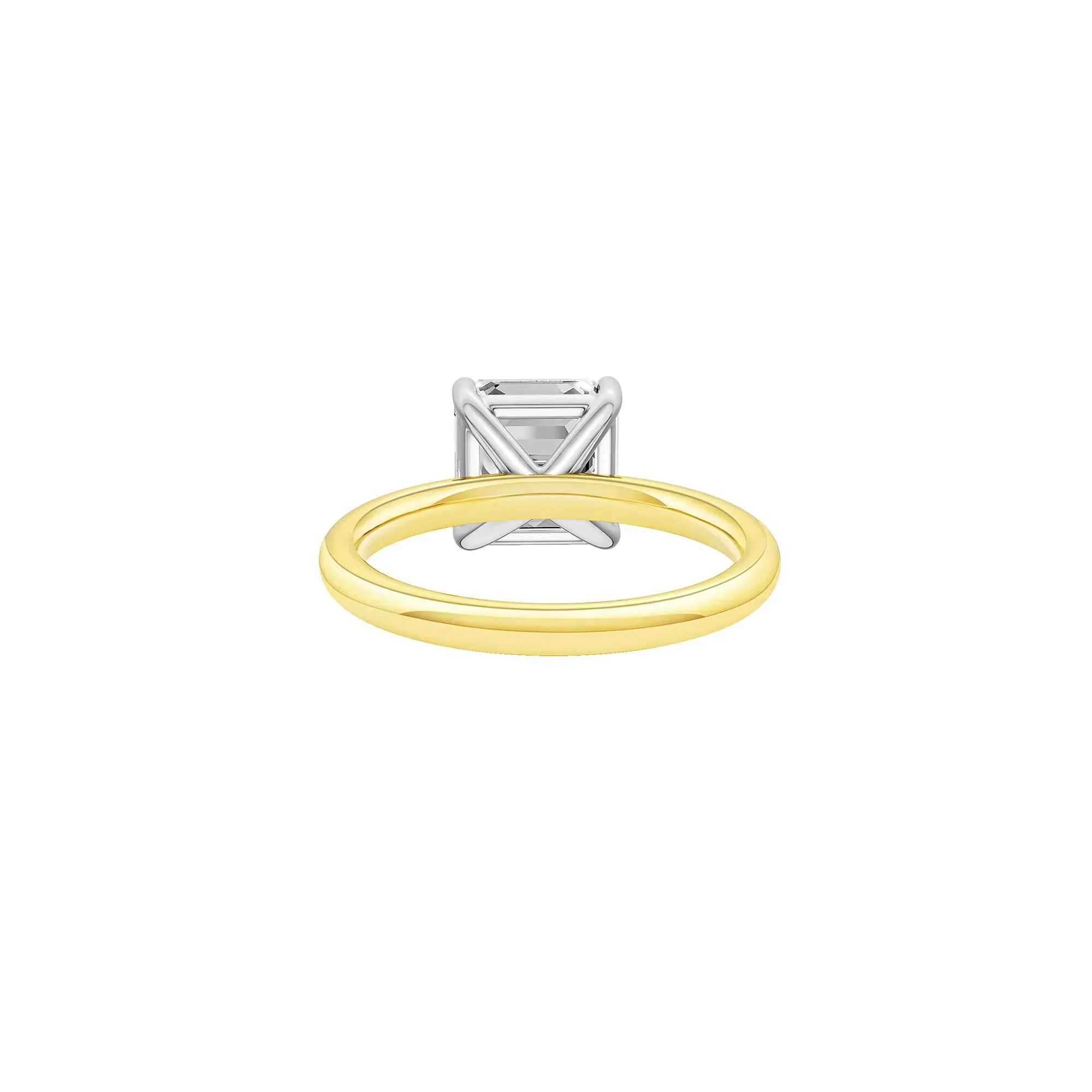 3 CT. Tw. Lab Grown Diamond Asscher Cut Solitaire Ring 14K Yellow and White Gold Size 5 2mm - Image 4
