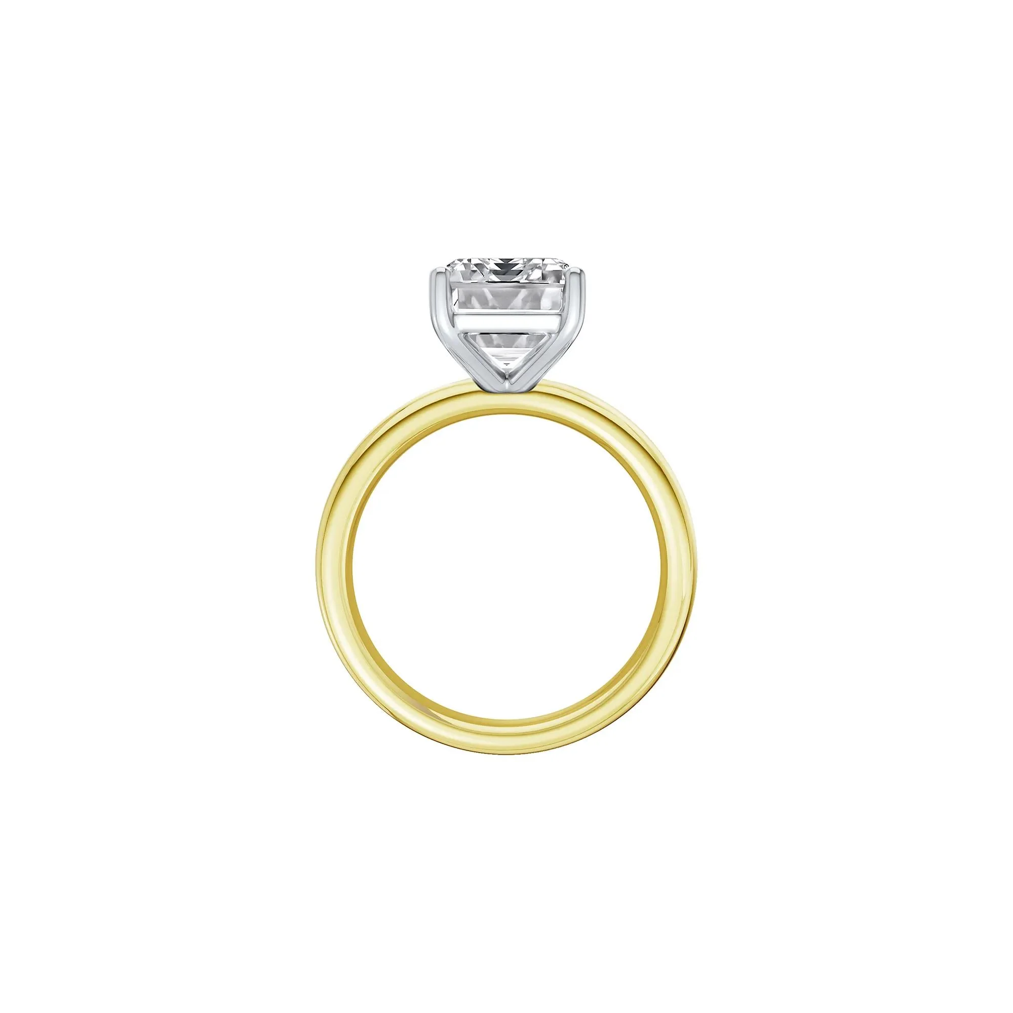 3 CT. Tw. Lab Grown Diamond Asscher Cut Solitaire Ring 14K Yellow and White Gold Size 7 2mm - Image 2