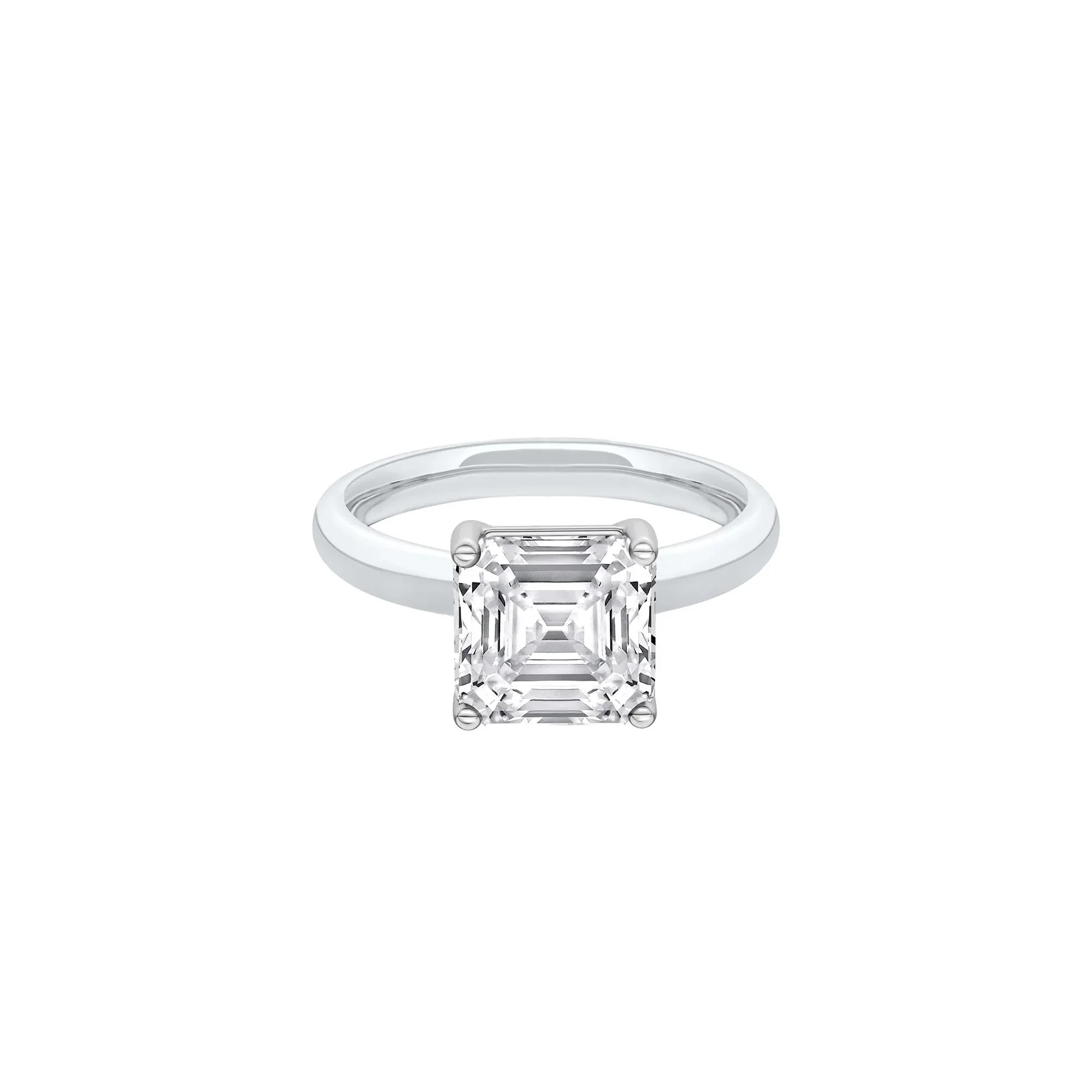 3 CT. Tw. Lab Grown Diamond Asscher Cut Solitaire Ring Platinum White Size 5 2mm