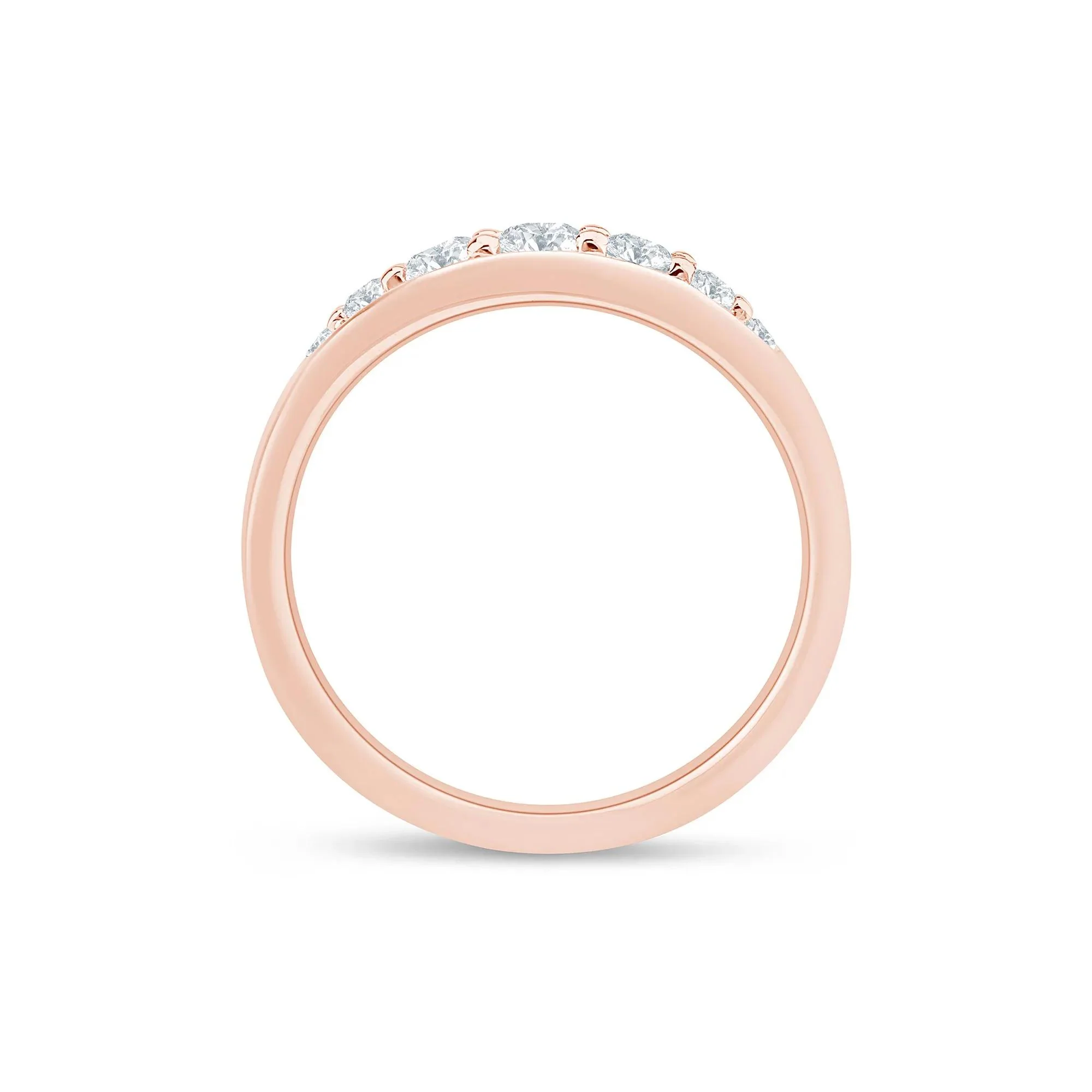 Lab Grown Diamond Graduated Channel Band Ring 14K Rose Gold Size 7 1.5mm - Image 2