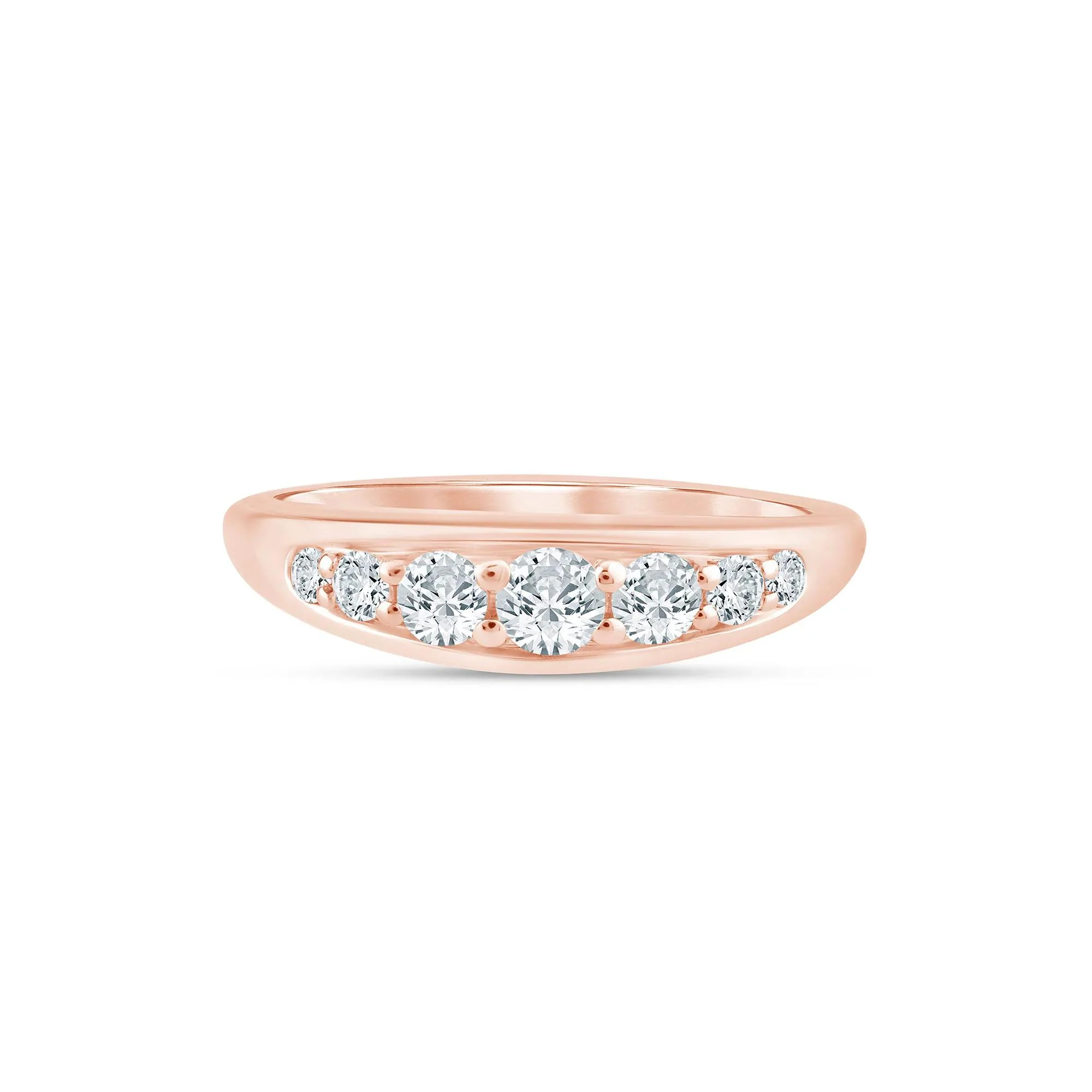 Lab Grown Diamond Graduated Channel Band Ring 14K Rose Gold Size 8 1.5mm
