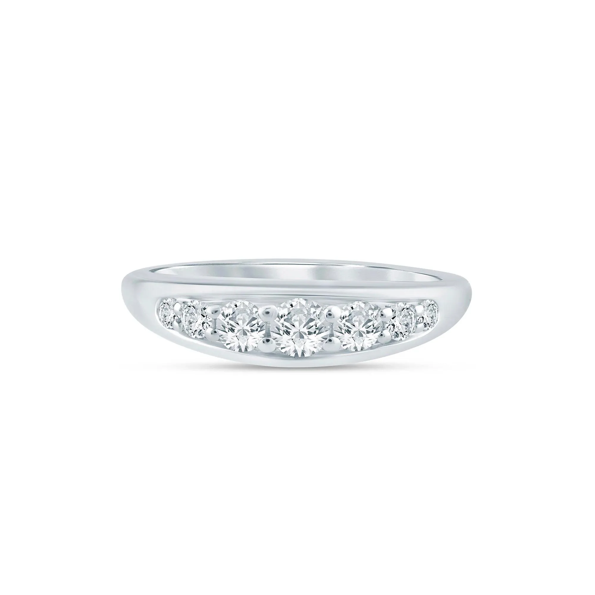 1/2 CT. Tw. Lab Grown Diamond Graduated Channel Band Ring 14K White Gold Size 6 1.5mm