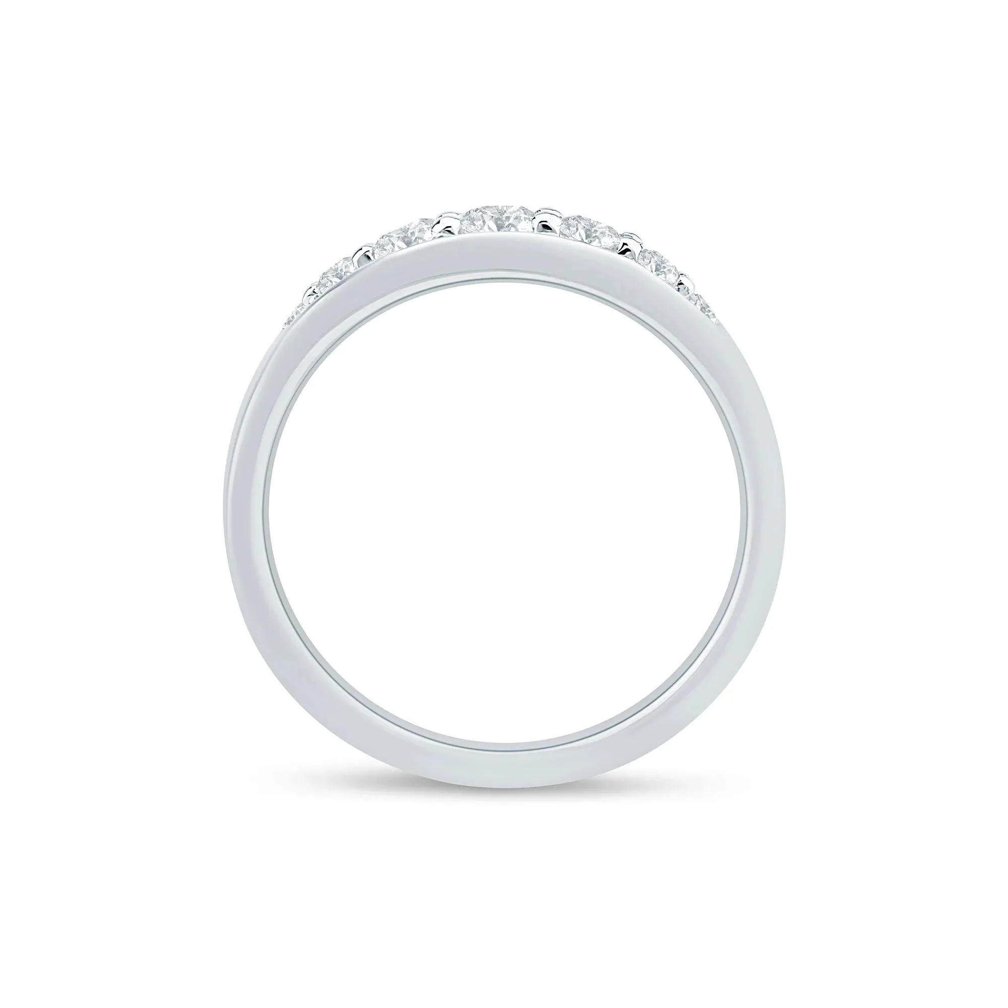1/2 CT. Tw. Lab Grown Diamond Graduated Channel Band Ring 14K White Gold Size 6.5 1.5mm - Image 2