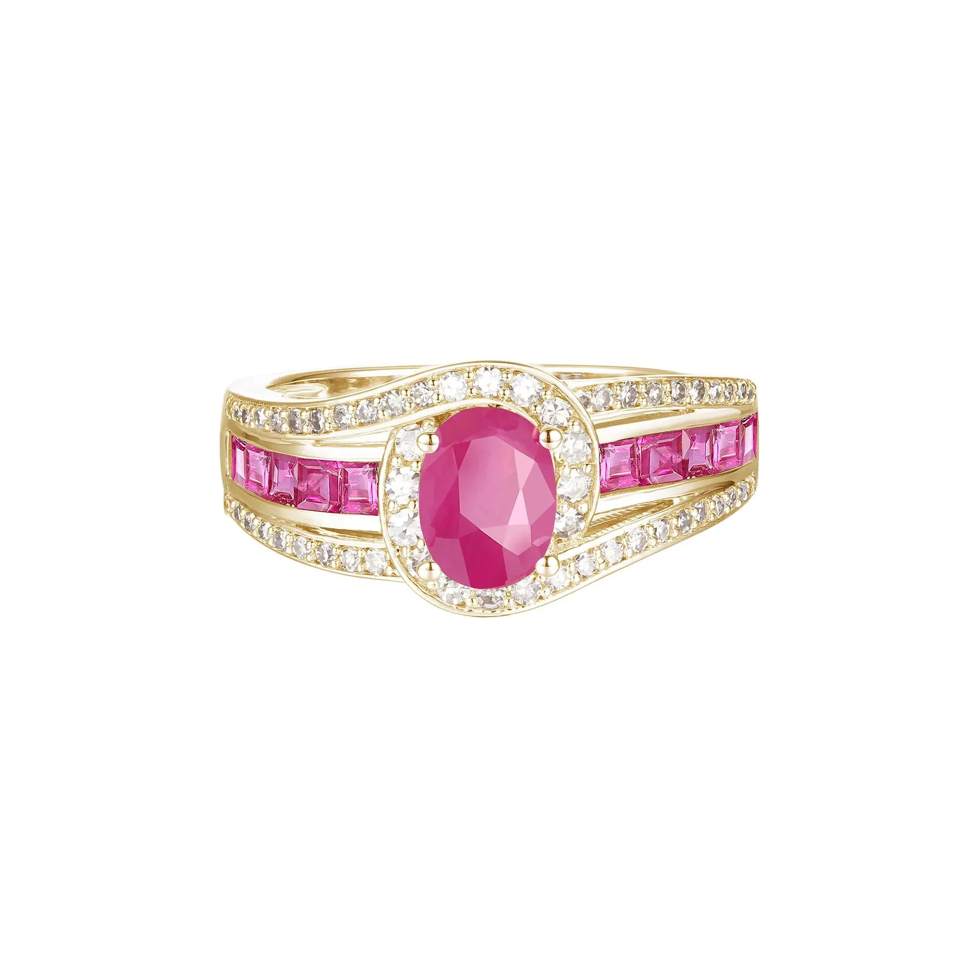 3/8 CT. Tw. Ruby and Diamond Band Ring 10K Yellow Gold Size 7 1mm