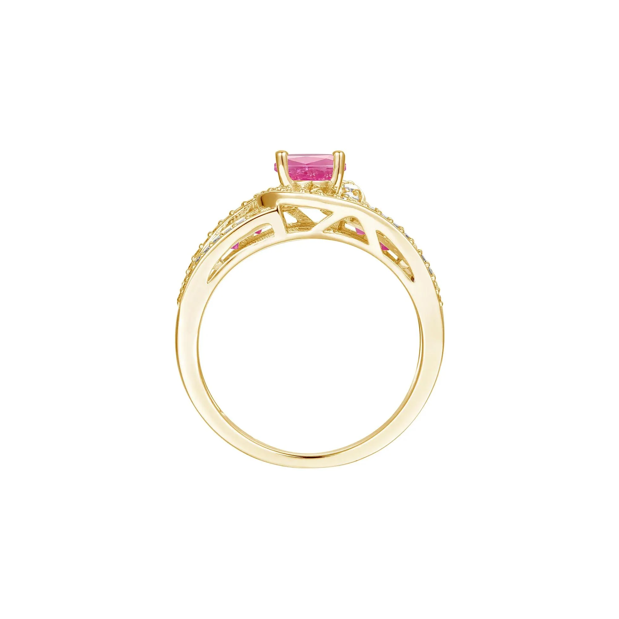 3/8 CT. Tw. Ruby and Diamond Band Ring 10K Yellow Gold Size 7 1mm - Image 2