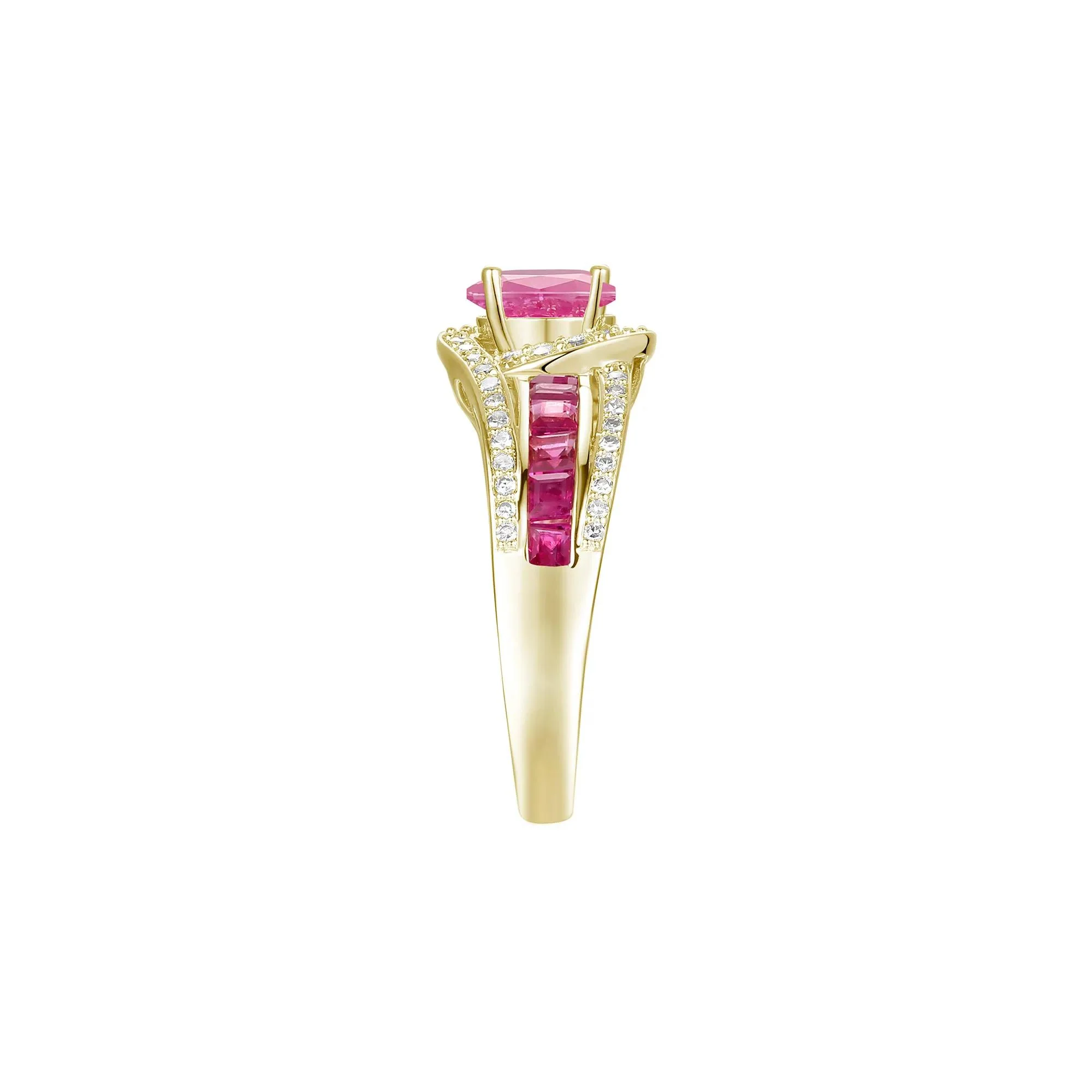 3/8 CT. Tw. Ruby and Diamond Band Ring 10K Yellow Gold Size 8 1mm - Image 3