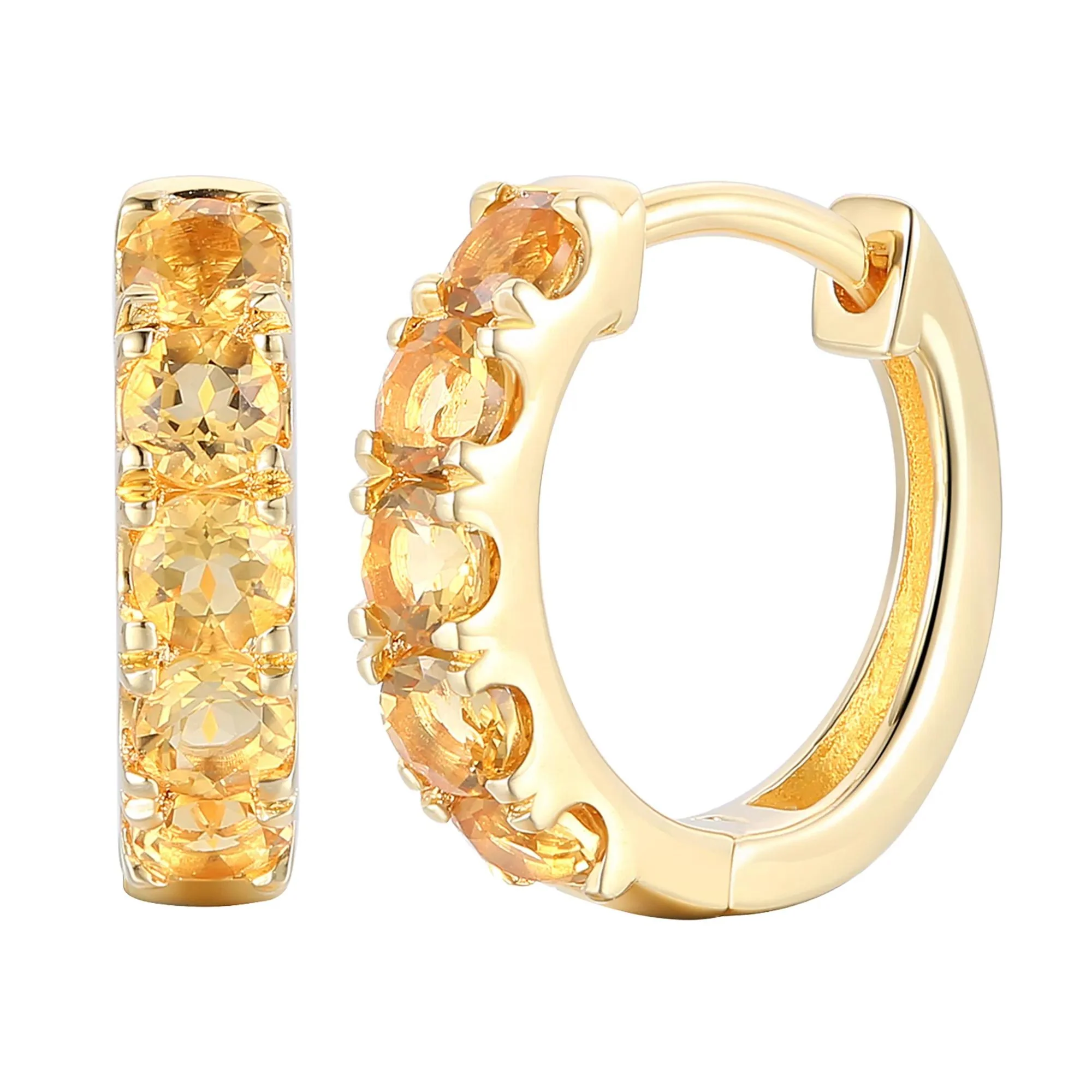 Citrine Hoop Earrings 10K Yellow Gold Size 12.00mm