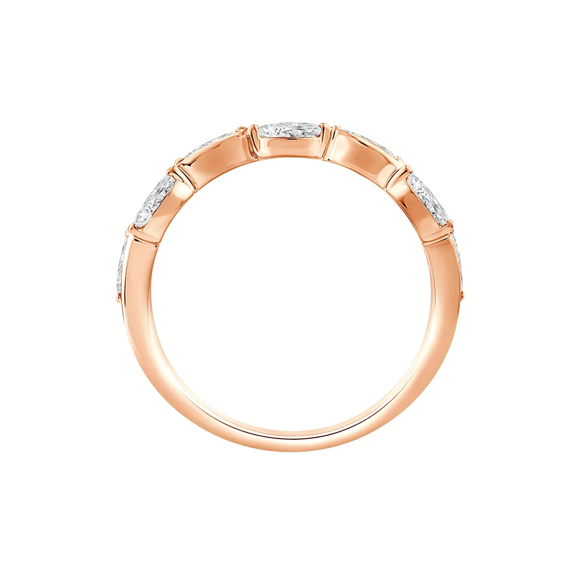 1/2 CT. Tw. Lab Grown Diamond Marquise Stack Band Ring 10K Rose Gold Size 7 1.5mm - Image 2
