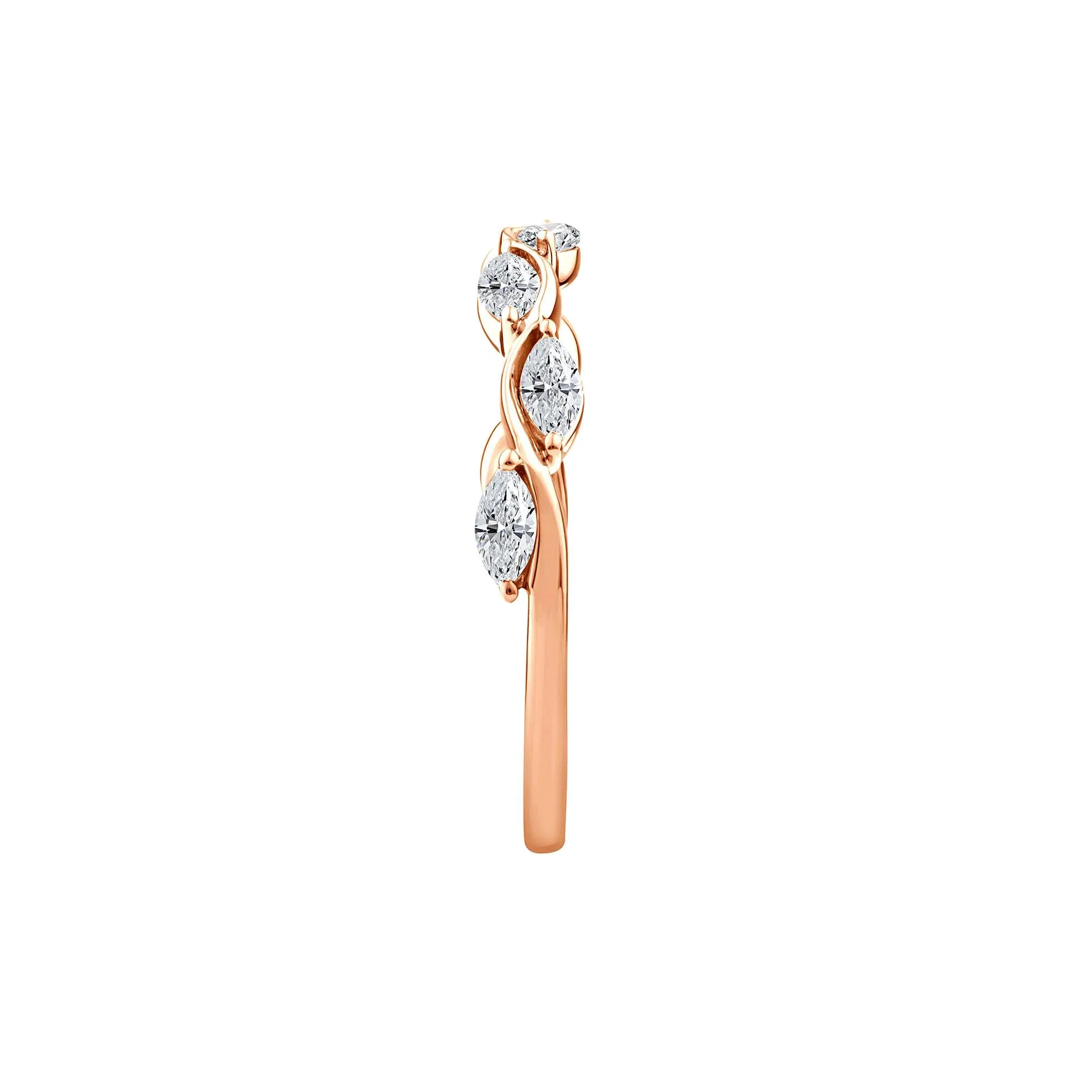 1/2 CT. Tw. Lab Grown Diamond Marquise Stack Band Ring 10K Rose Gold Size 7 1.5mm - Image 3