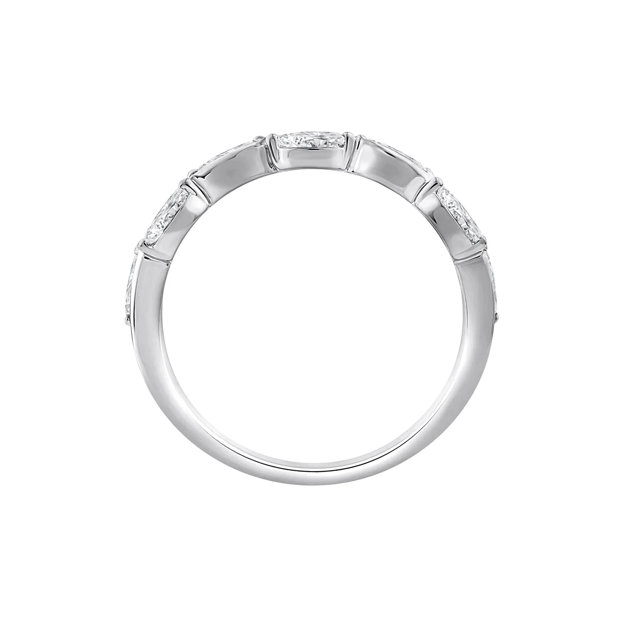 1/2 CT. Tw. Lab Grown Diamond Marquise Stack Band Ring 10K White Gold Size 5 1.5mm - Image 2