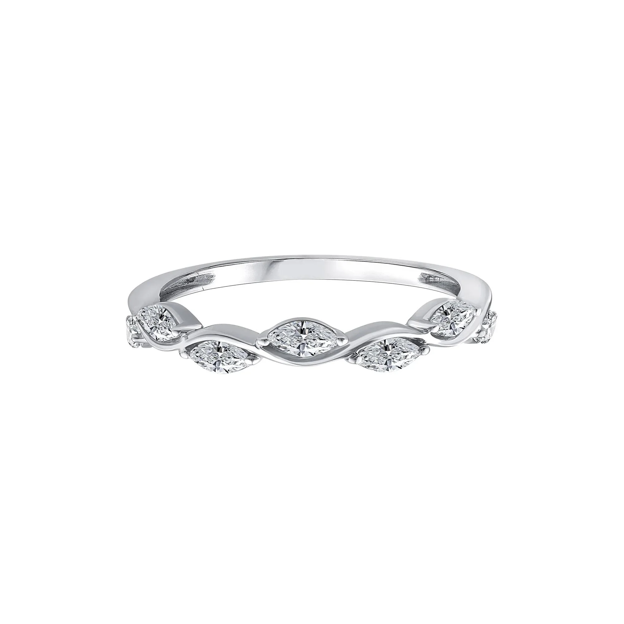 1/2 CT. Tw. Lab Grown Diamond Marquise Stack Band Ring 10K White Gold Size 6 1.5mm