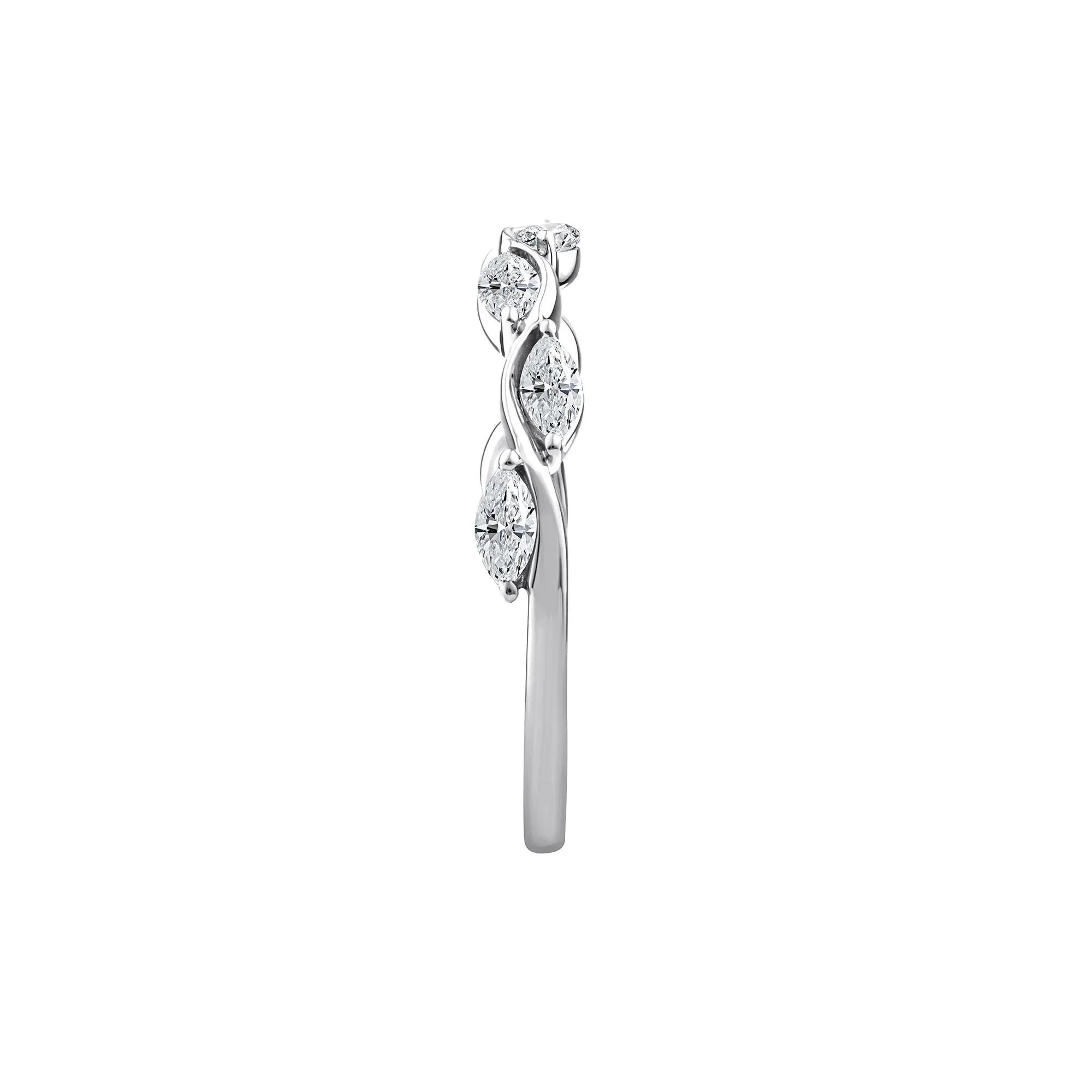 1/2 CT. Tw. Lab Grown Diamond Marquise Stack Band Ring 10K White Gold Size 6 1.5mm - Image 3