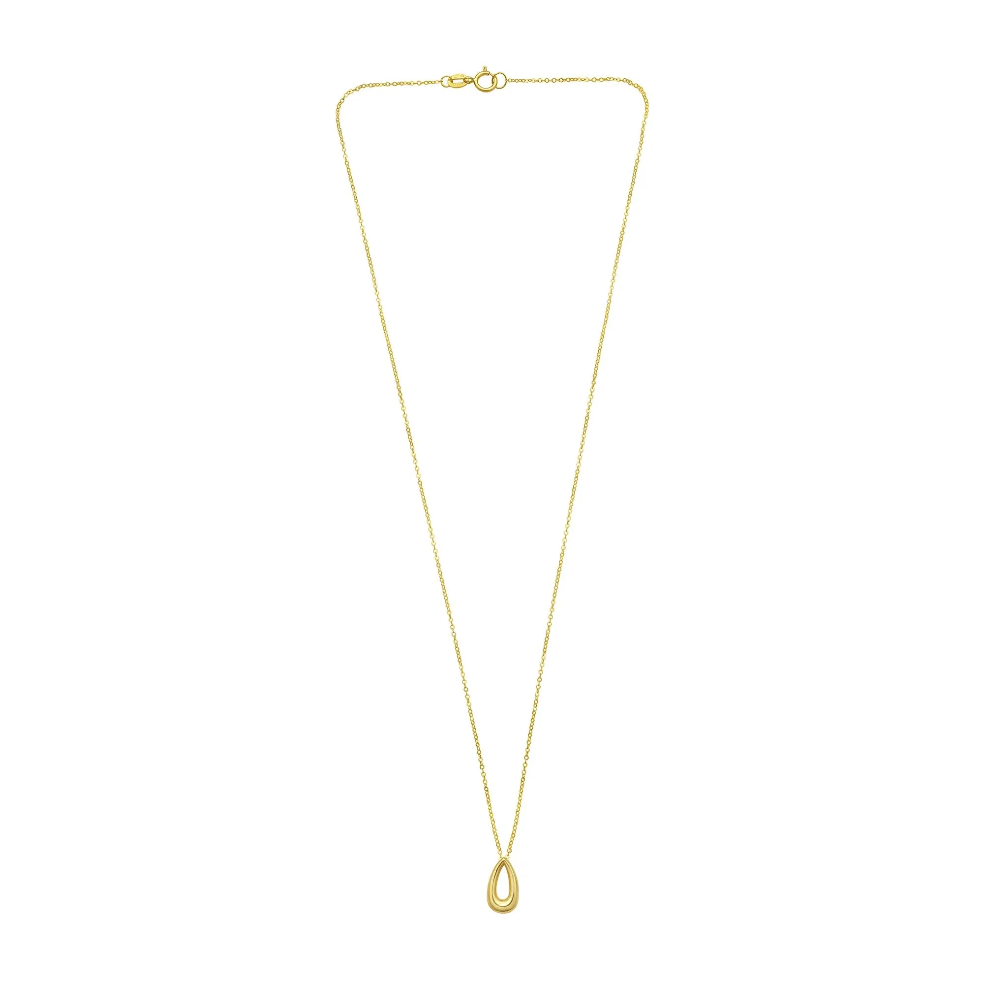 Open Teardrop Necklace 14K Yellow Gold Size 18"