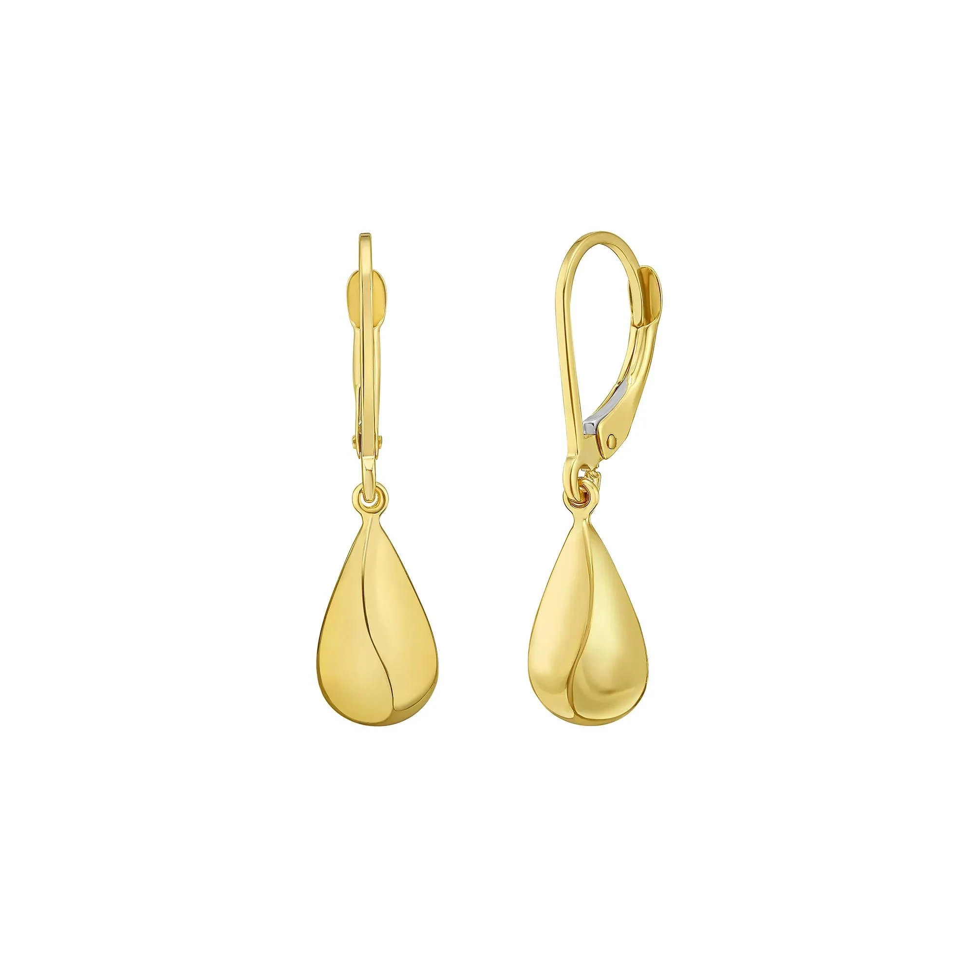 Teardrop Earrings 14K Yellow Gold Size 7.10mm