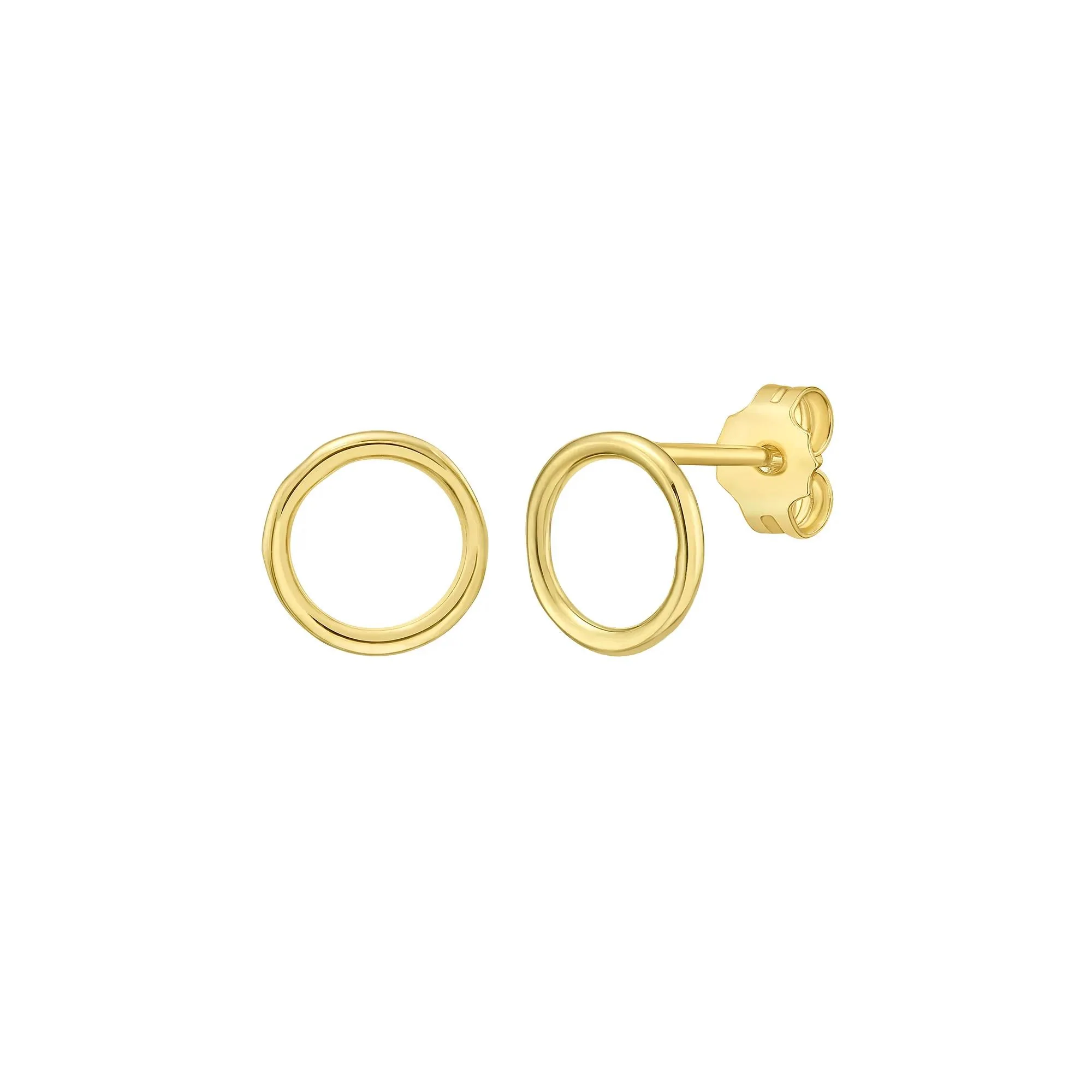 Open Circle Stud Earrings 14K Yellow Gold Size 8.00mm