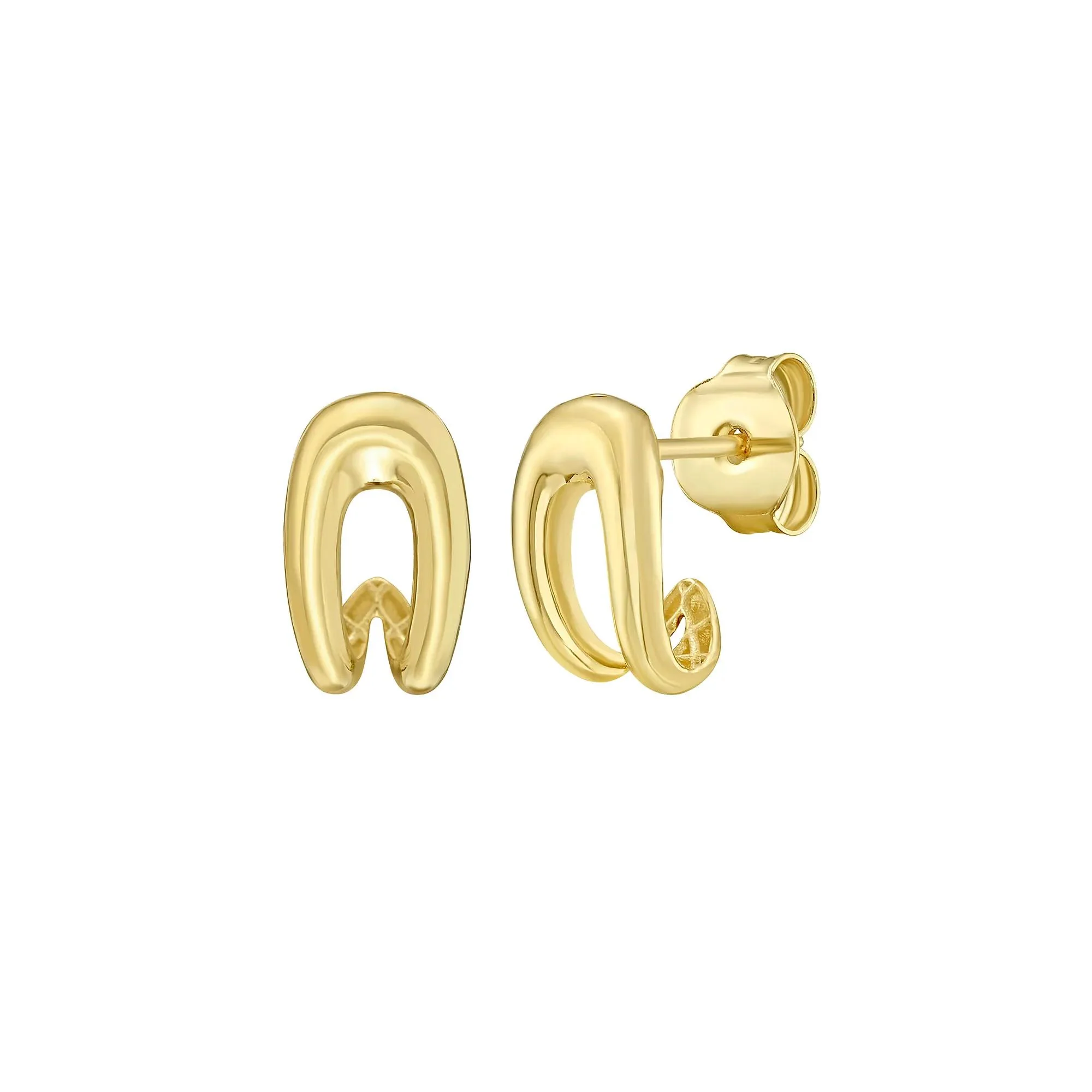 Open Drop Huggie Earrings 14K Yellow Gold Size 6.10mm