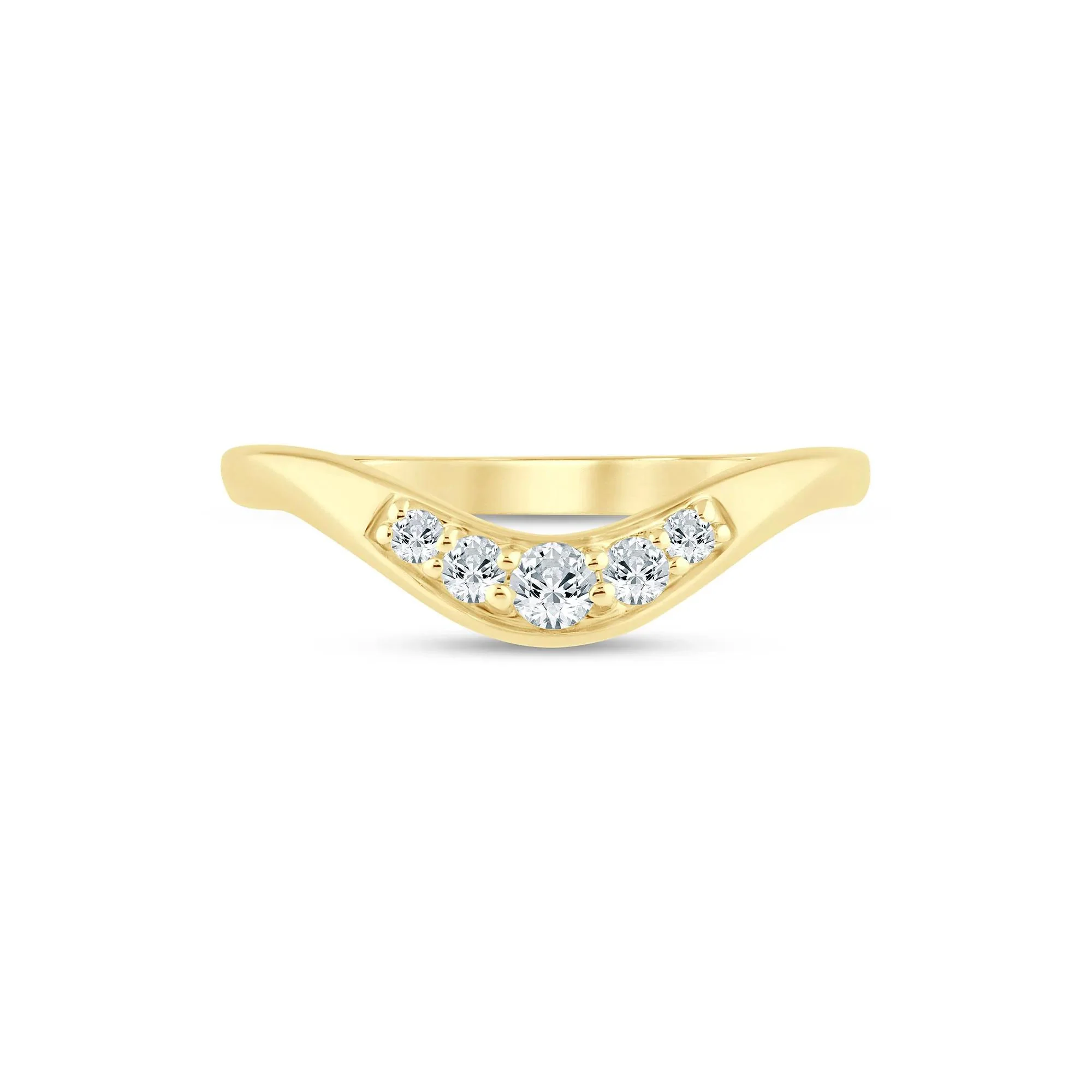 1/5 CT. Tw. Lab Grown Diamond Contour Band Ring 14K Yellow Gold Round Brilliant Cut Size 7.5 1.5mm