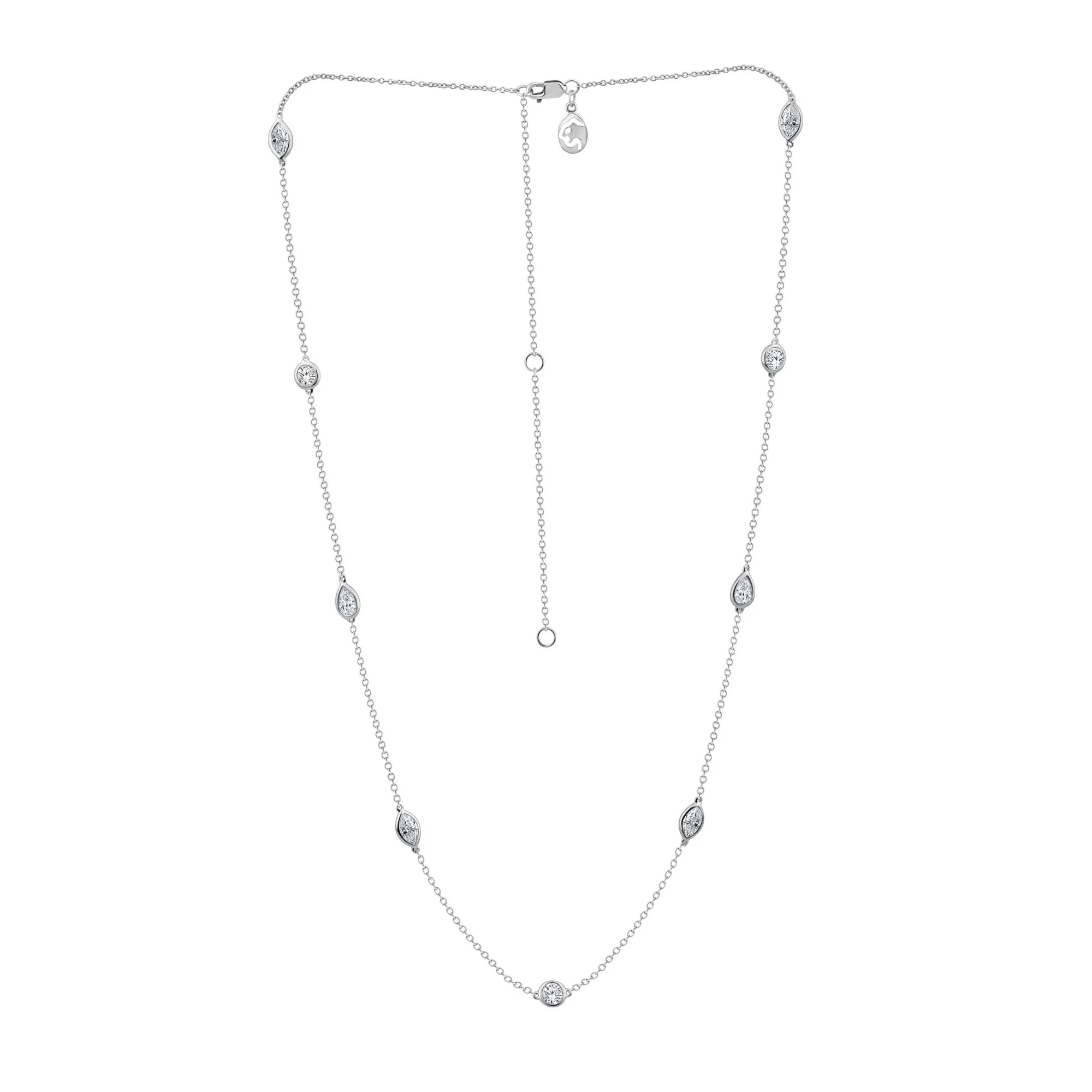 2 CT. Tw. Lab Grown Diamond Mixed Cut Station Necklace 14K White Gold Size 20"