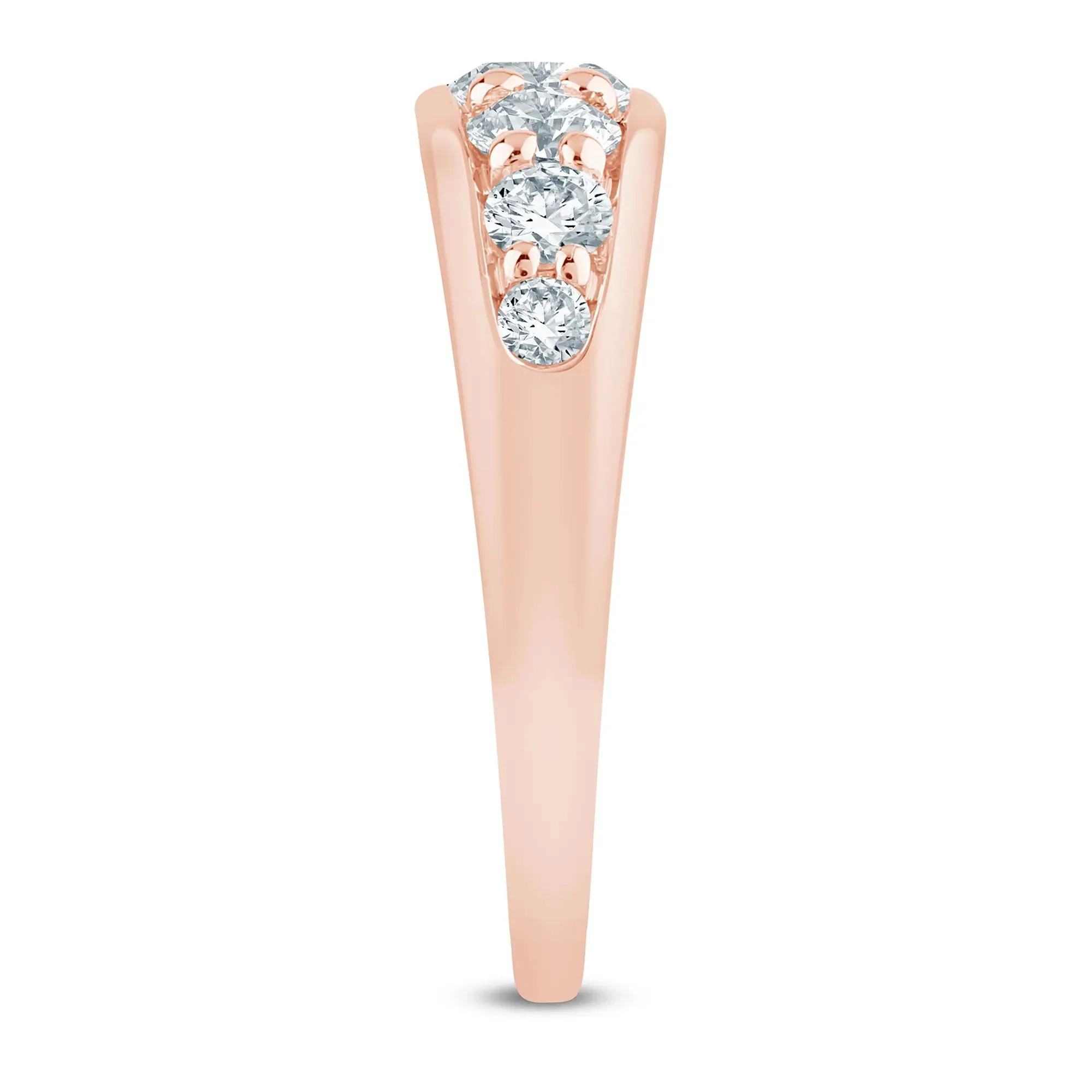 1 CT. Tw. Lab Grown Diamond Graduated Channel Band Ring 14K Rose Gold Size 5.5 1.5mm - Image 3