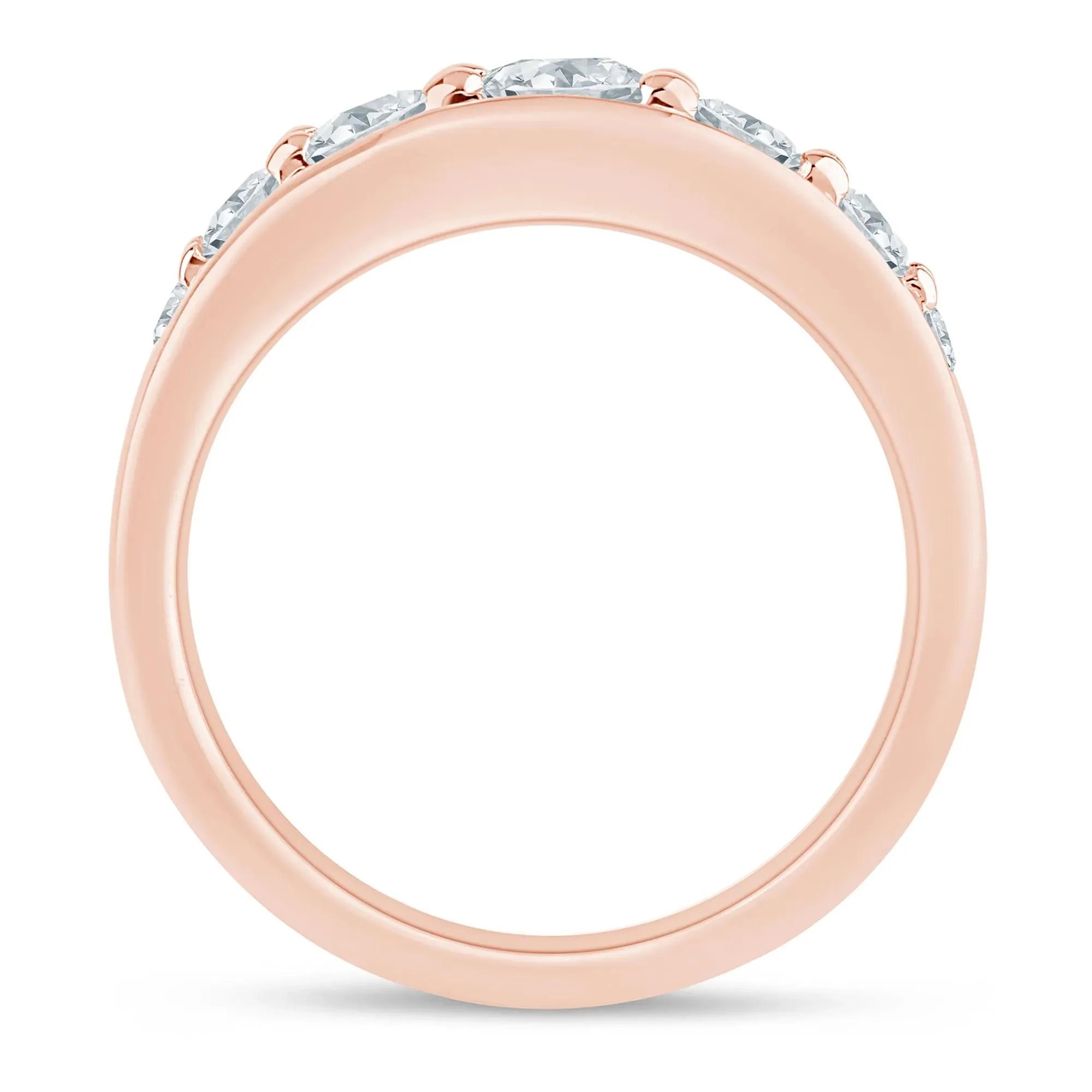 1 CT. Tw. Lab Grown Diamond Graduated Channel Band Ring 14K Rose Gold Size 6 1.5mm - Image 2